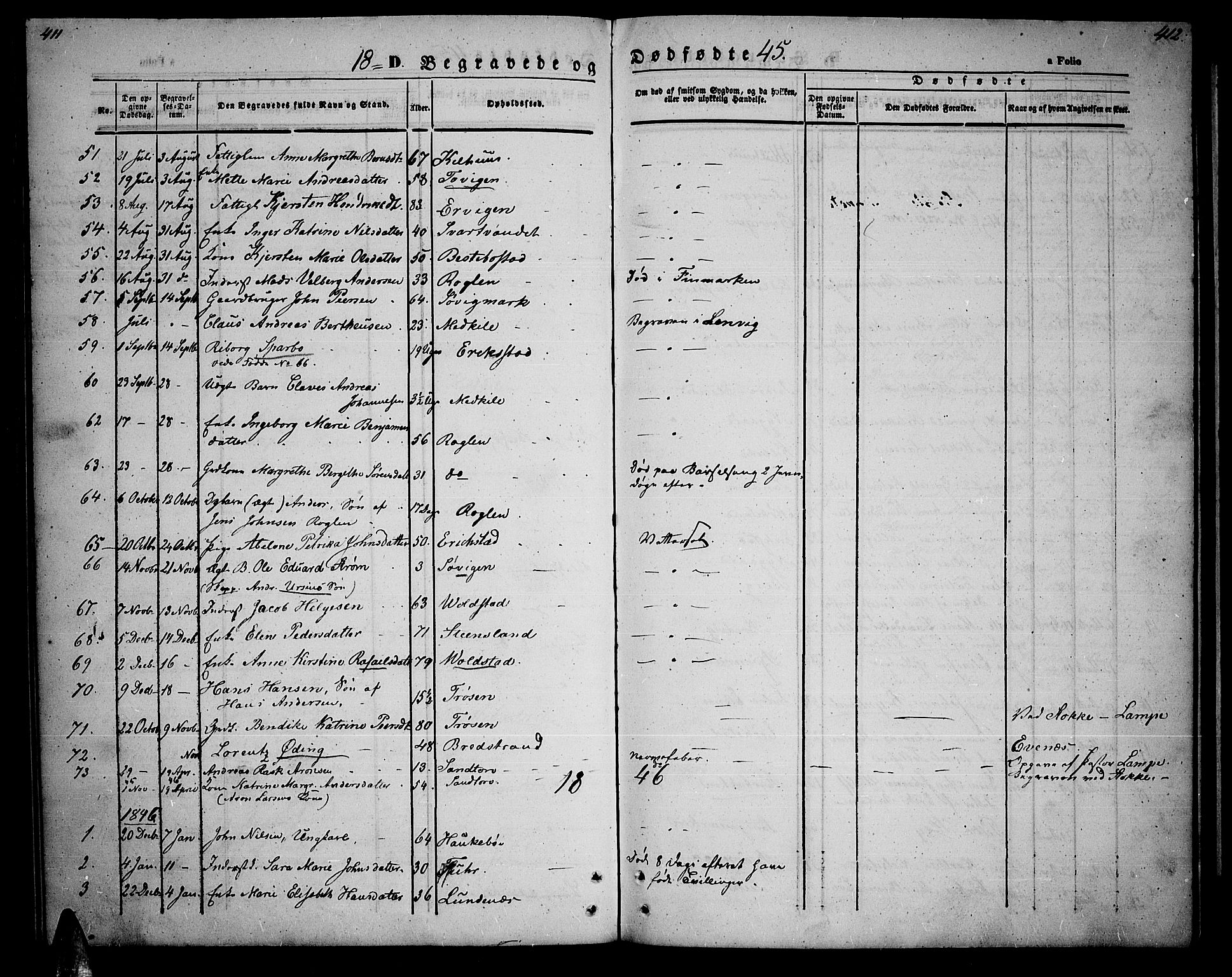 Trondenes sokneprestkontor, SATØ/S-1319/H/Hb/L0006klokker: Parish register (copy) no. 6, 1845-1855, p. 411-412