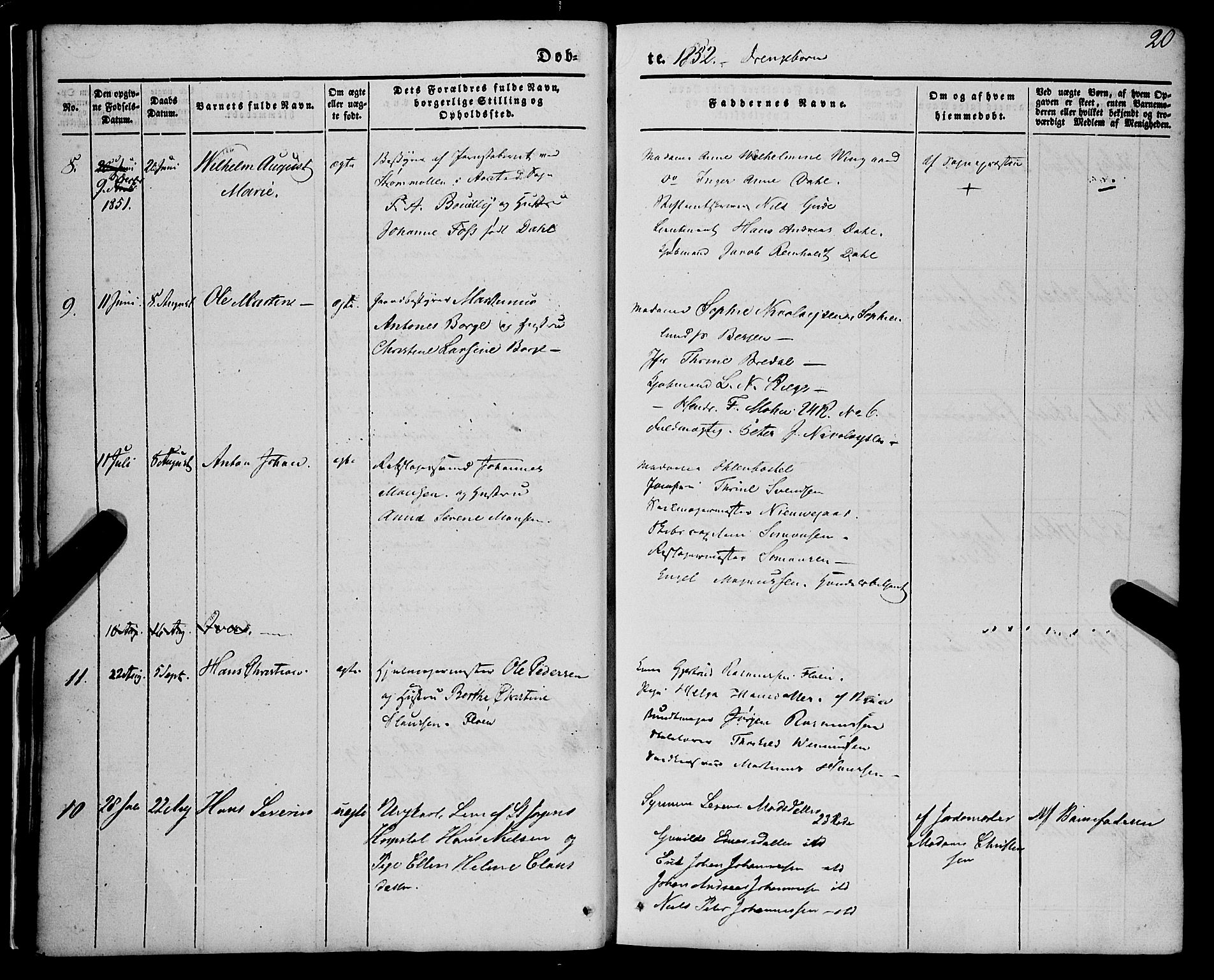 St. Jørgens hospital og Årstad sokneprestembete, AV/SAB-A-99934: Parish register (official) no. A 4, 1844-1863, p. 20