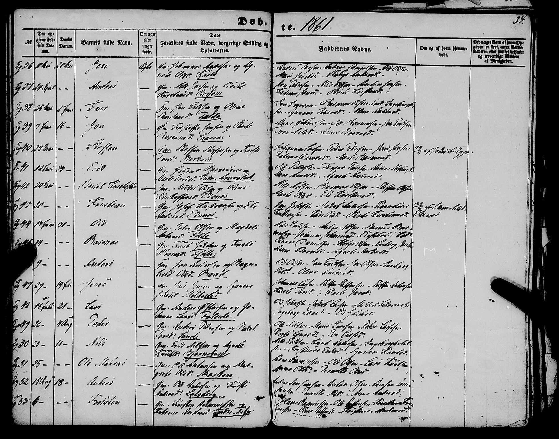 Gloppen sokneprestembete, AV/SAB-A-80101/H/Haa/Haaa/L0009: Parish register (official) no. A 9, 1855-1870, p. 34