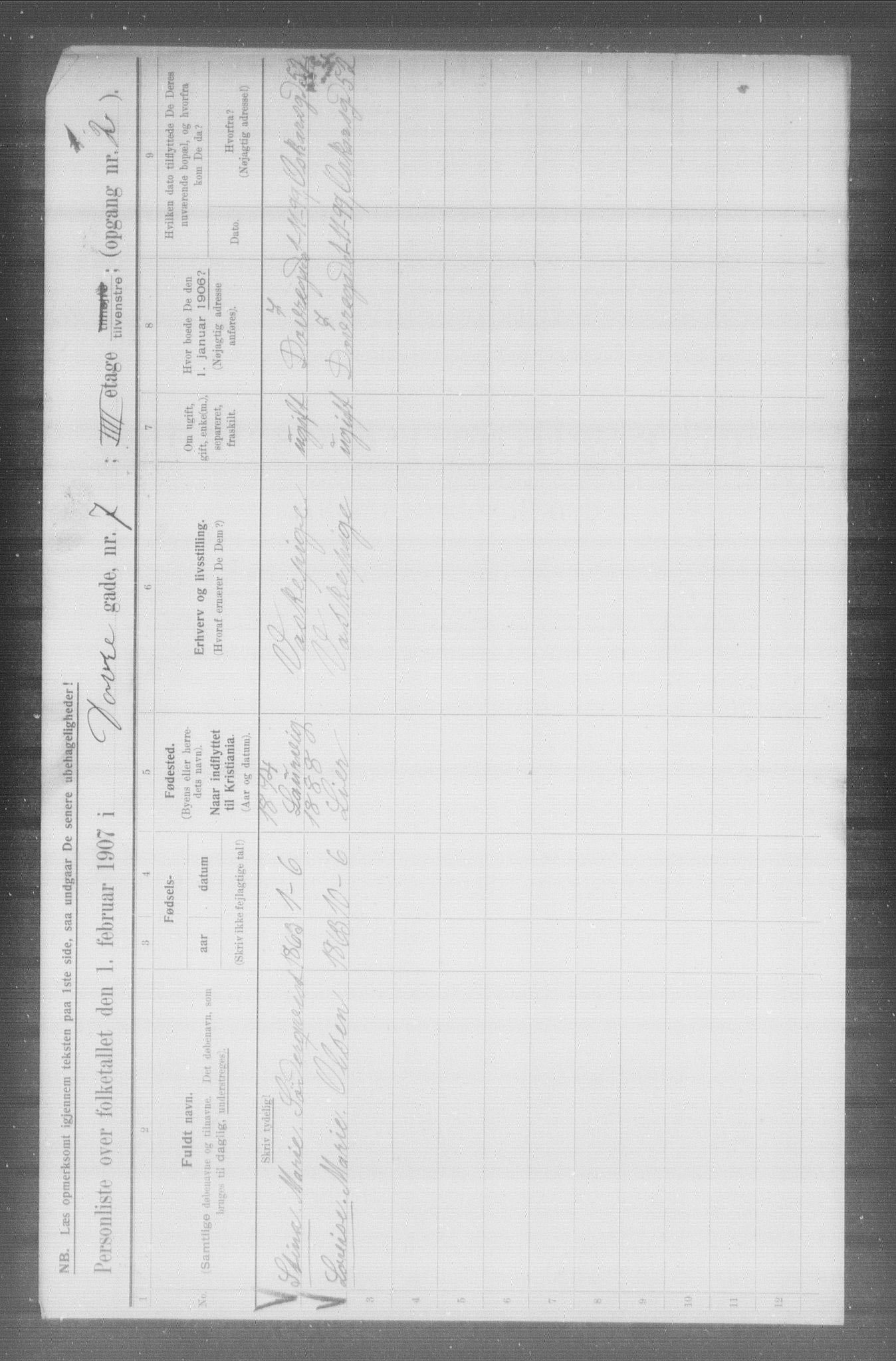 OBA, Municipal Census 1907 for Kristiania, 1907, p. 8249