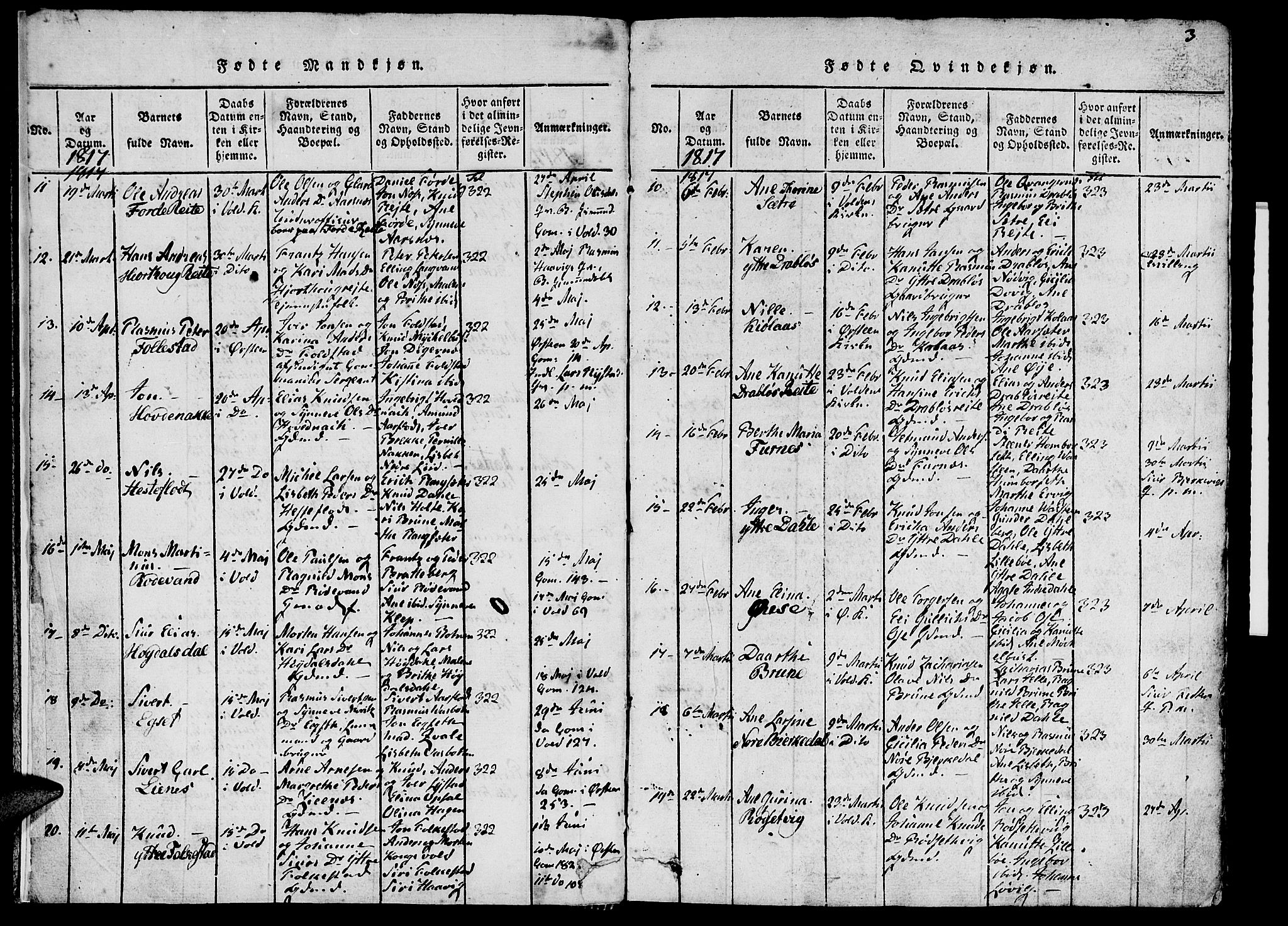 Ministerialprotokoller, klokkerbøker og fødselsregistre - Møre og Romsdal, AV/SAT-A-1454/511/L0138: Parish register (official) no. 511A05, 1817-1832, p. 3