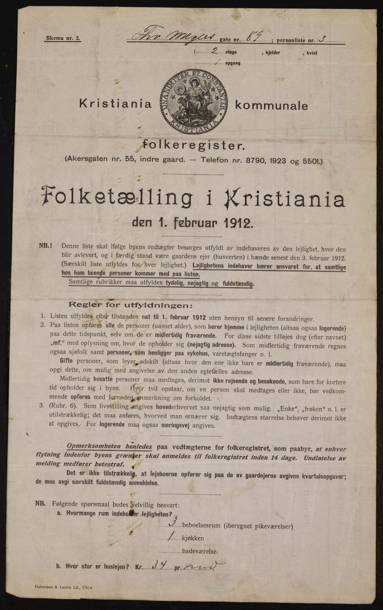 OBA, Municipal Census 1912 for Kristiania, 1912, p. 111343