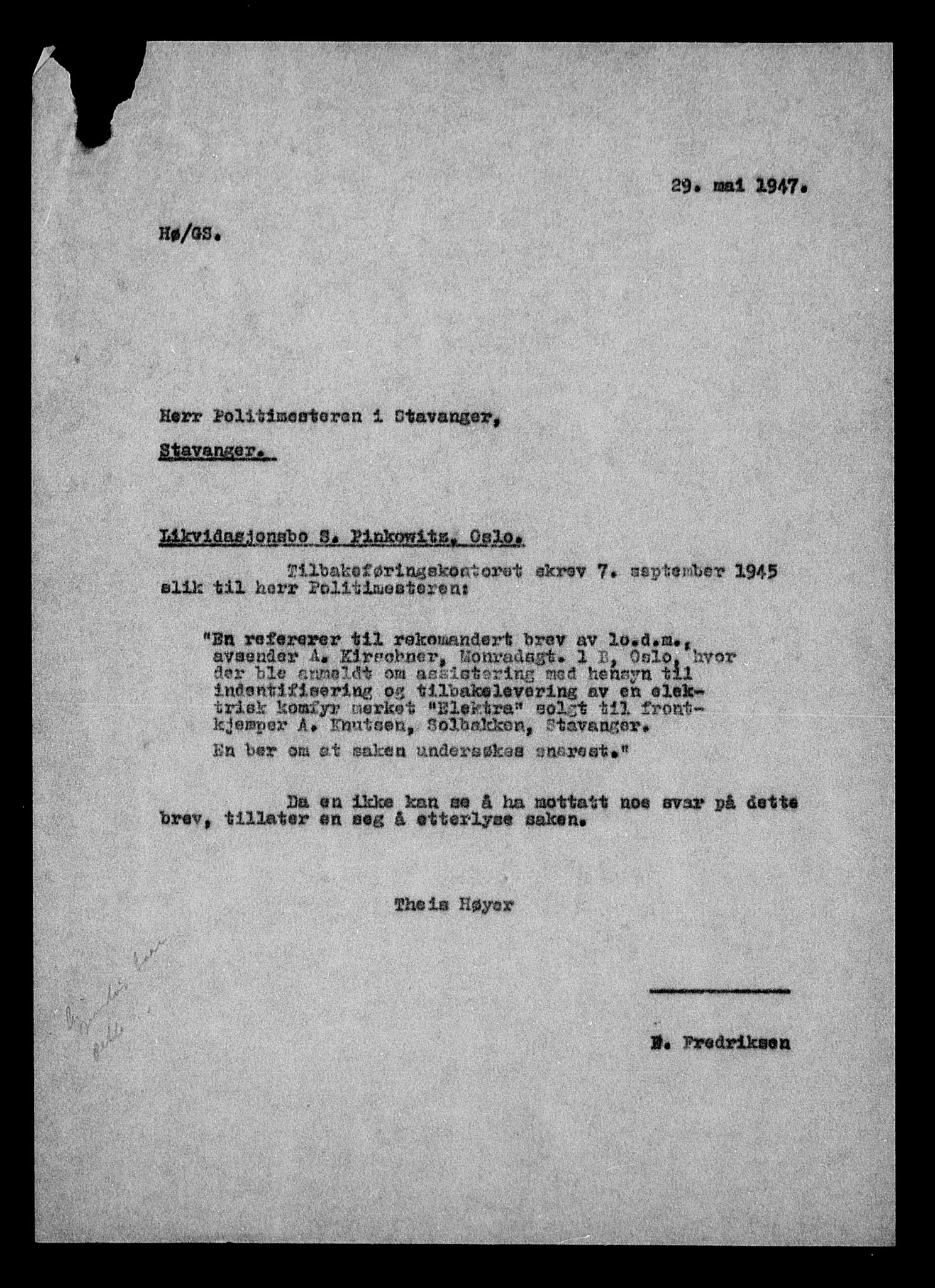 Justisdepartementet, Tilbakeføringskontoret for inndratte formuer, AV/RA-S-1564/H/Hc/Hcc/L0969: --, 1945-1947, p. 258