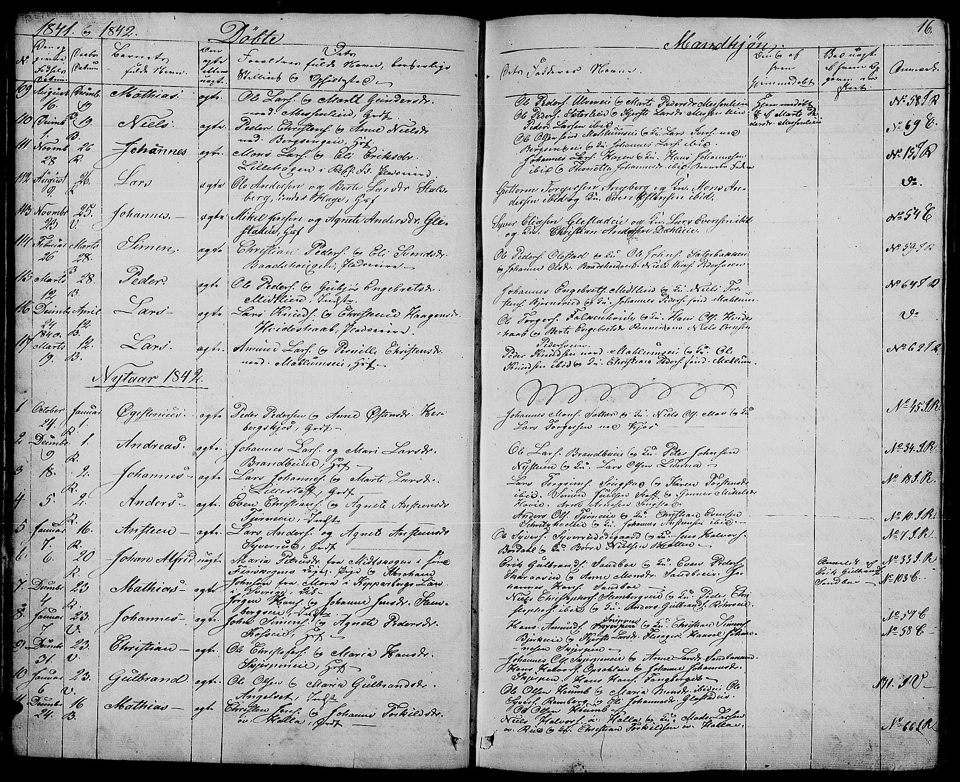 Ringsaker prestekontor, AV/SAH-PREST-014/L/La/L0005: Parish register (copy) no. 5, 1839-1850, p. 16