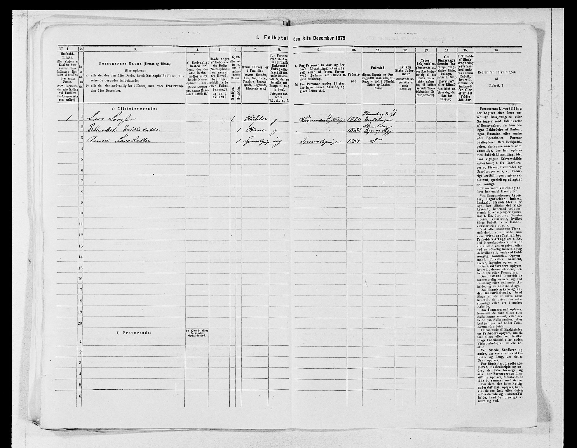 SAB, 1875 census for 1226P Strandebarm, 1875, p. 748