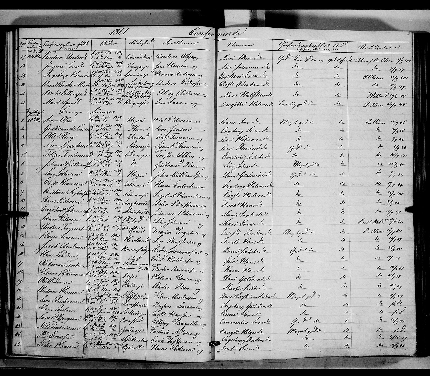 Jevnaker prestekontor, SAH/PREST-116/H/Ha/Haa/L0007: Parish register (official) no. 7, 1858-1876, p. 111