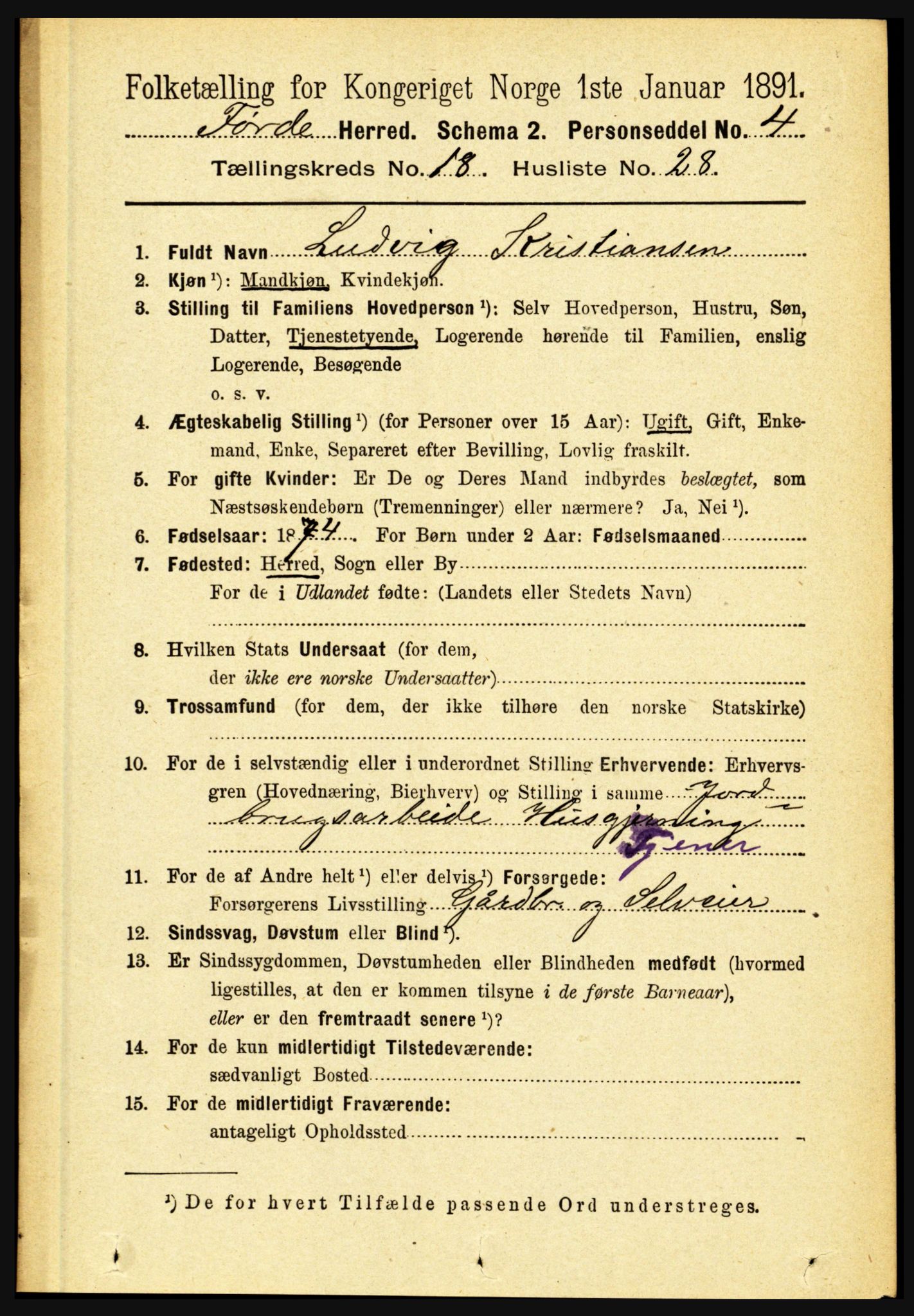 RA, 1891 census for 1432 Førde, 1891, p. 6552