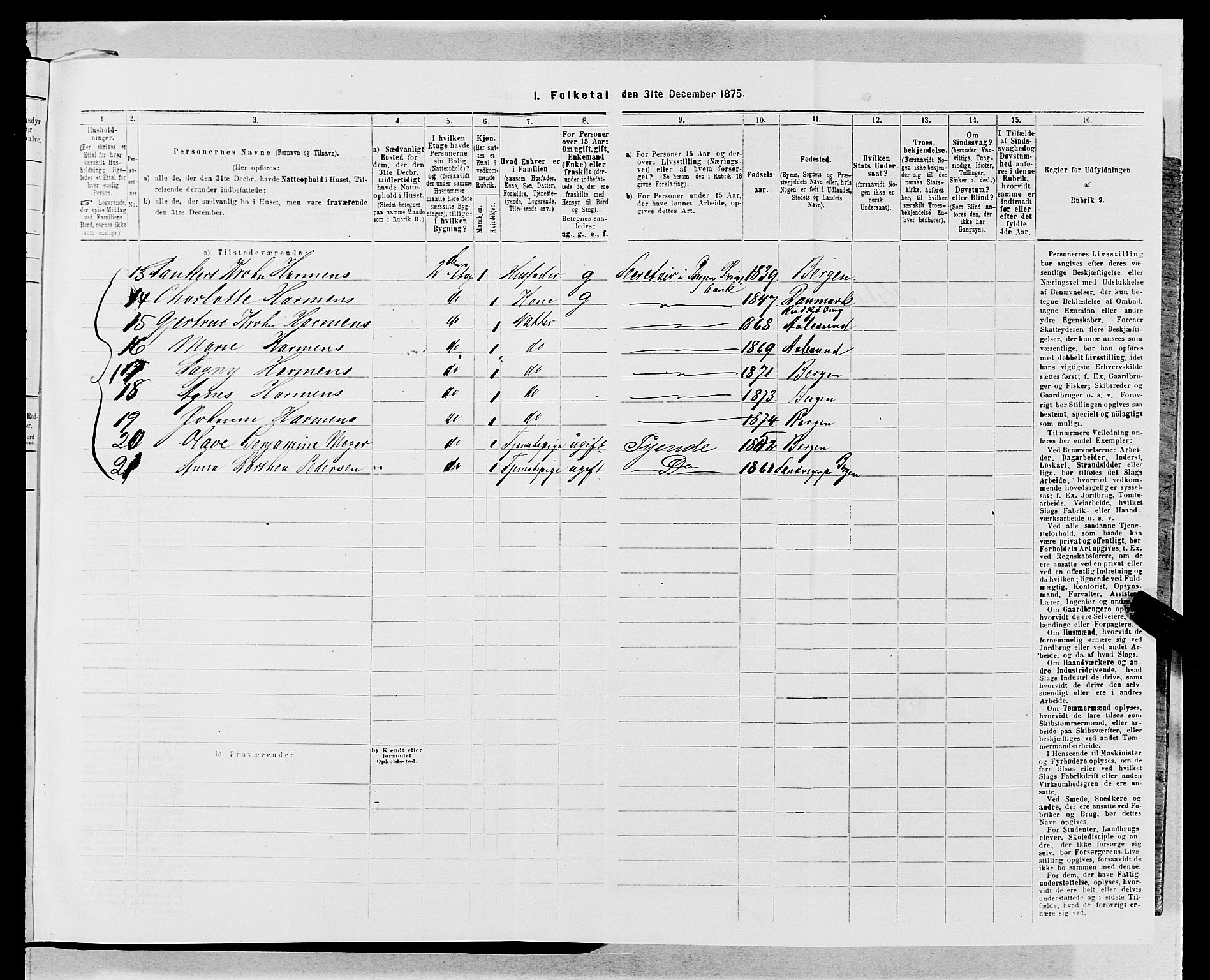 SAB, 1875 census for 1301 Bergen, 1875, p. 5231