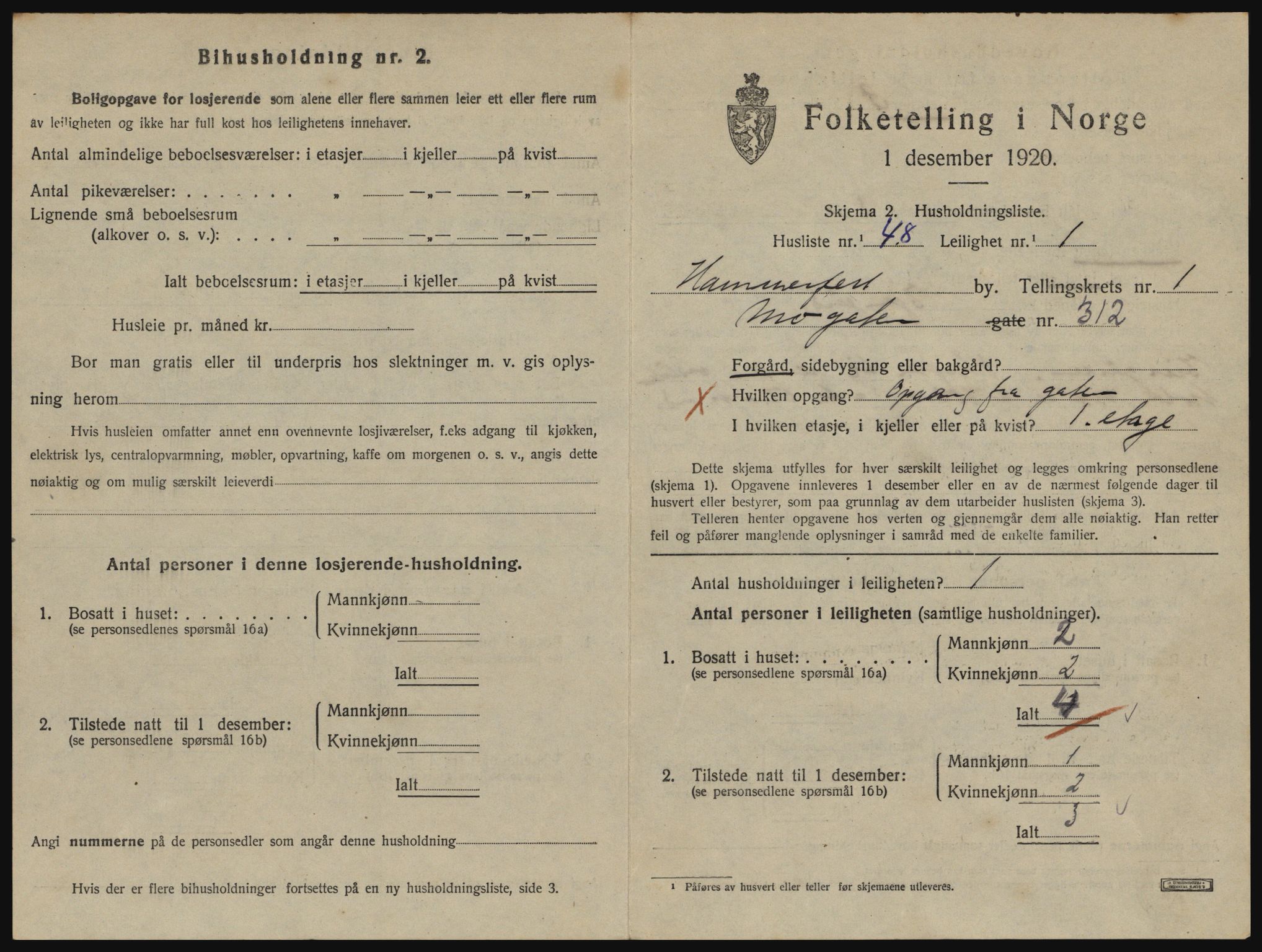 SATØ, 1920 census for Hammerfest, 1920, p. 1174