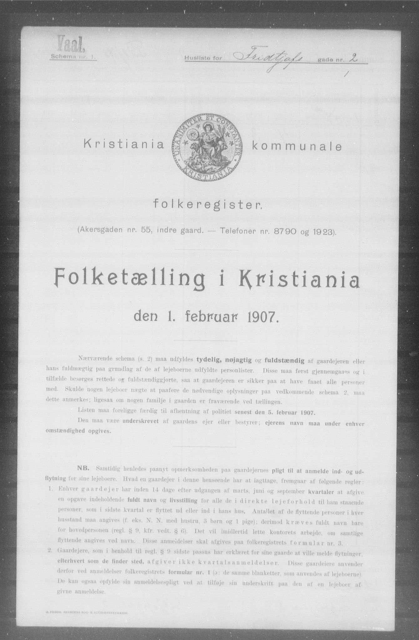 OBA, Municipal Census 1907 for Kristiania, 1907, p. 13592