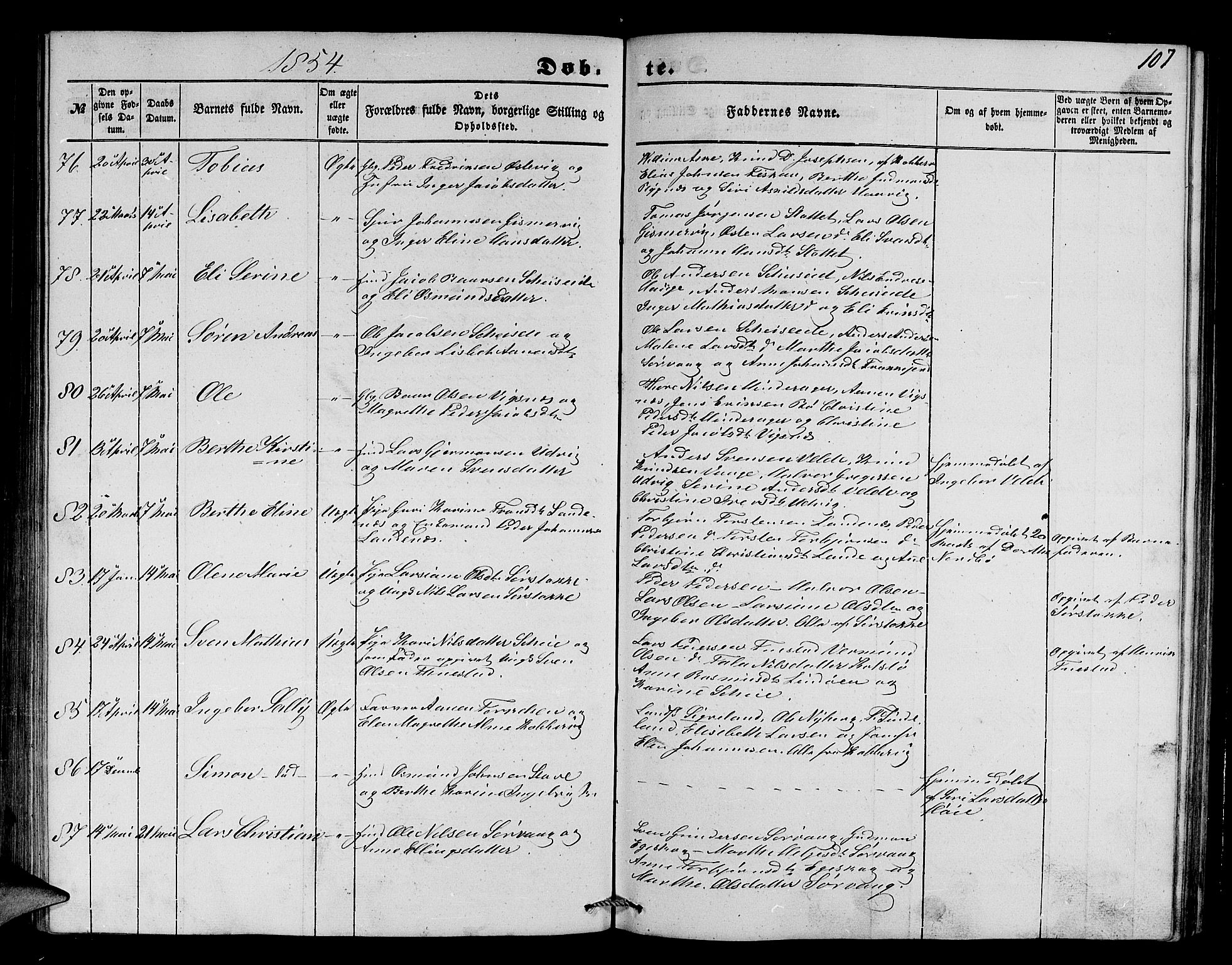 Avaldsnes sokneprestkontor, SAST/A -101851/H/Ha/Hab/L0002: Parish register (copy) no. B 2, 1848-1856, p. 107