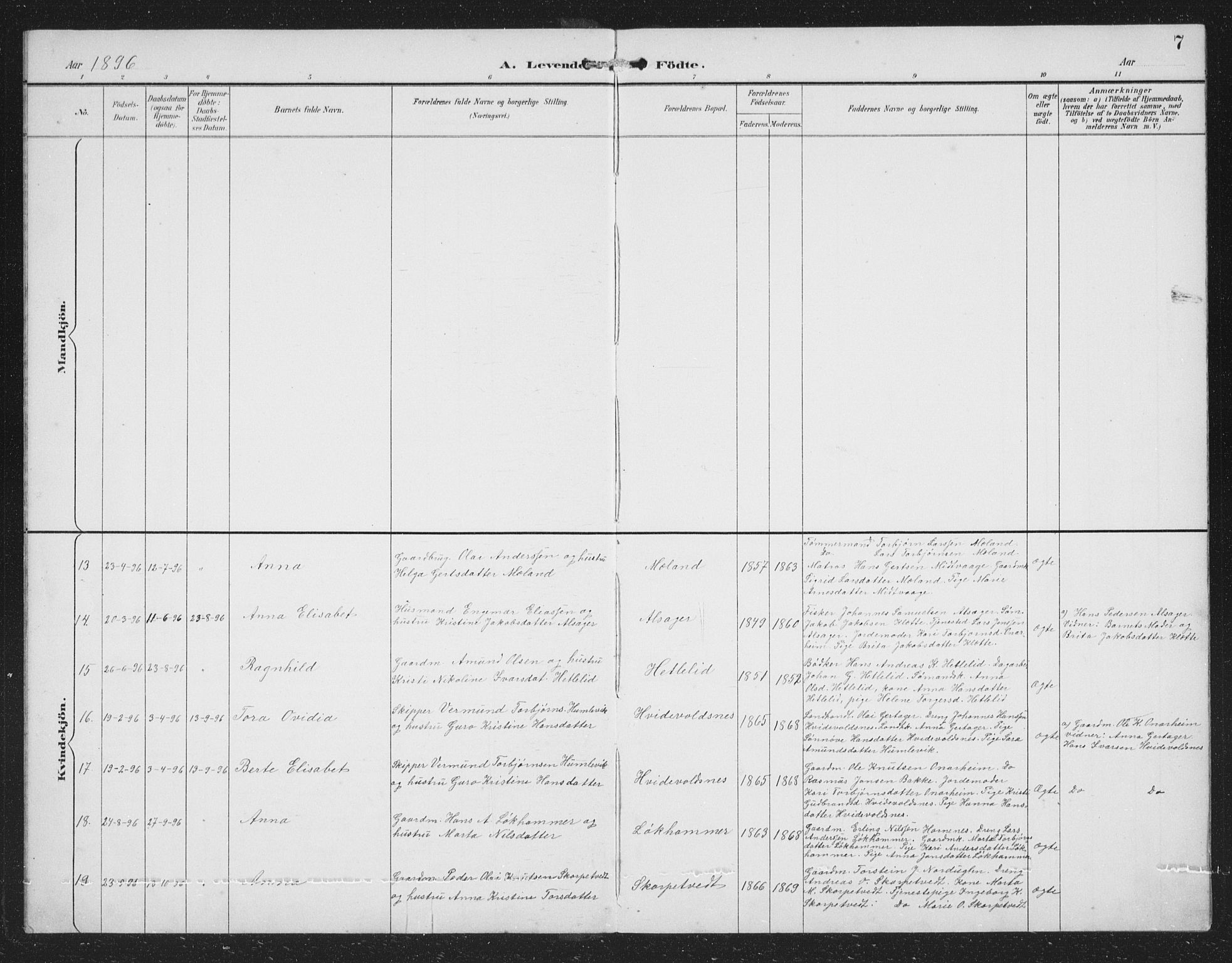Tysnes sokneprestembete, SAB/A-78601/H/Hab: Parish register (copy) no. C 2, 1896-1907, p. 7