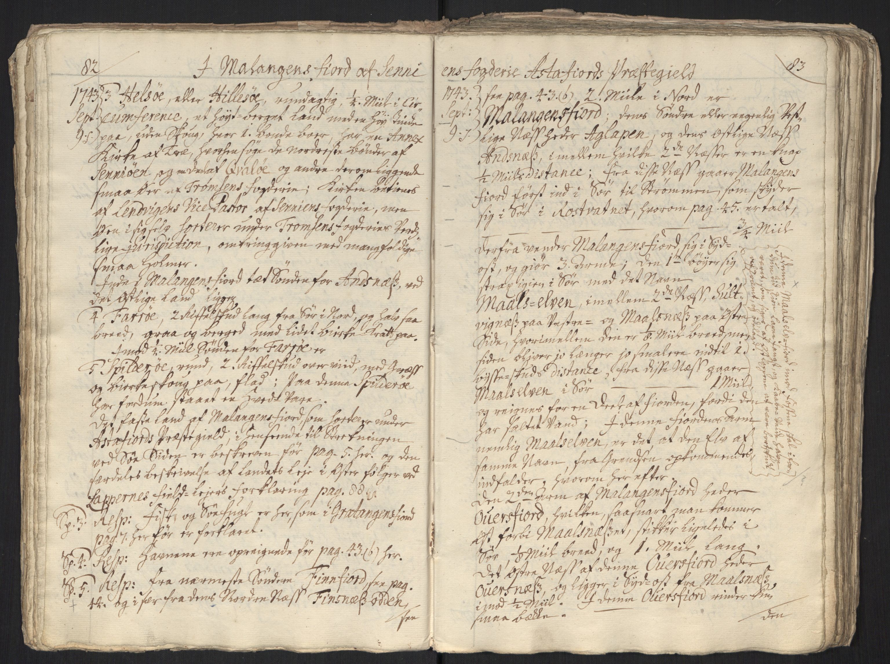 Danske Kanselli, Grensearkivet, AV/RA-EA-4062/F/L0011a/0002: Volum XXIII-XXVIa / Vol. XXIV: Major Schnitlers grenseeksaminasjonsprotokoll, 4. bind, 1743, p. 82-83