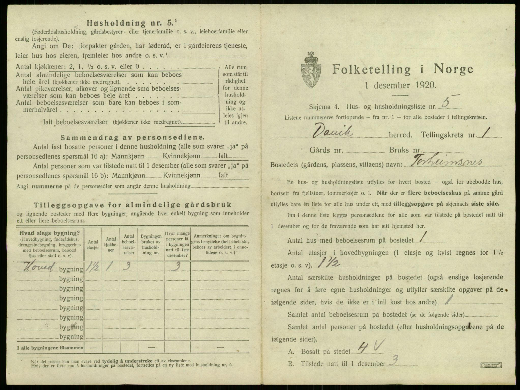 SAB, 1920 census for Davik, 1920, p. 69