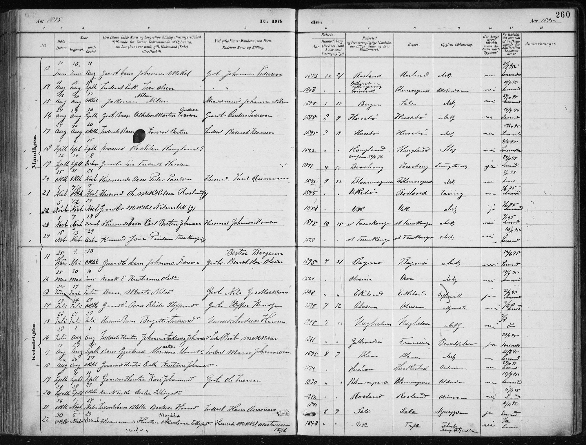 Herdla Sokneprestembete, SAB/A-75701/H/Haa: Parish register (official) no. A 4, 1891-1905, p. 260