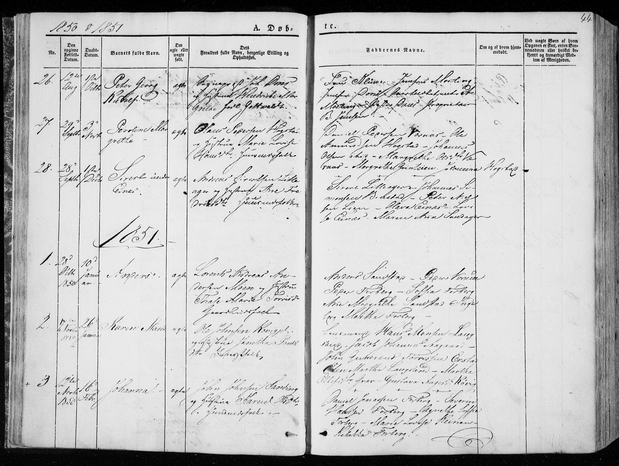 Ministerialprotokoller, klokkerbøker og fødselsregistre - Nord-Trøndelag, SAT/A-1458/722/L0218: Parish register (official) no. 722A05, 1843-1868, p. 44