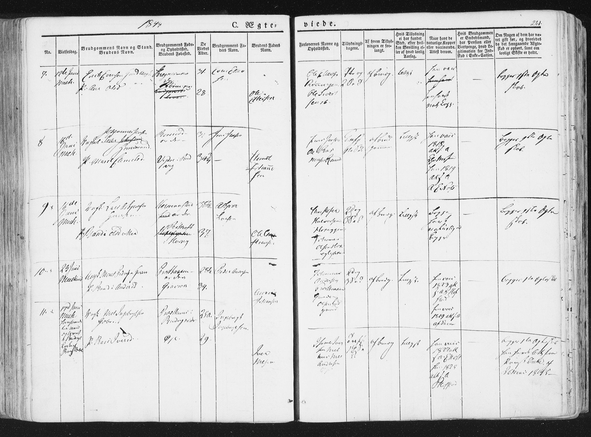 Ministerialprotokoller, klokkerbøker og fødselsregistre - Sør-Trøndelag, AV/SAT-A-1456/691/L1074: Parish register (official) no. 691A06, 1842-1852, p. 261