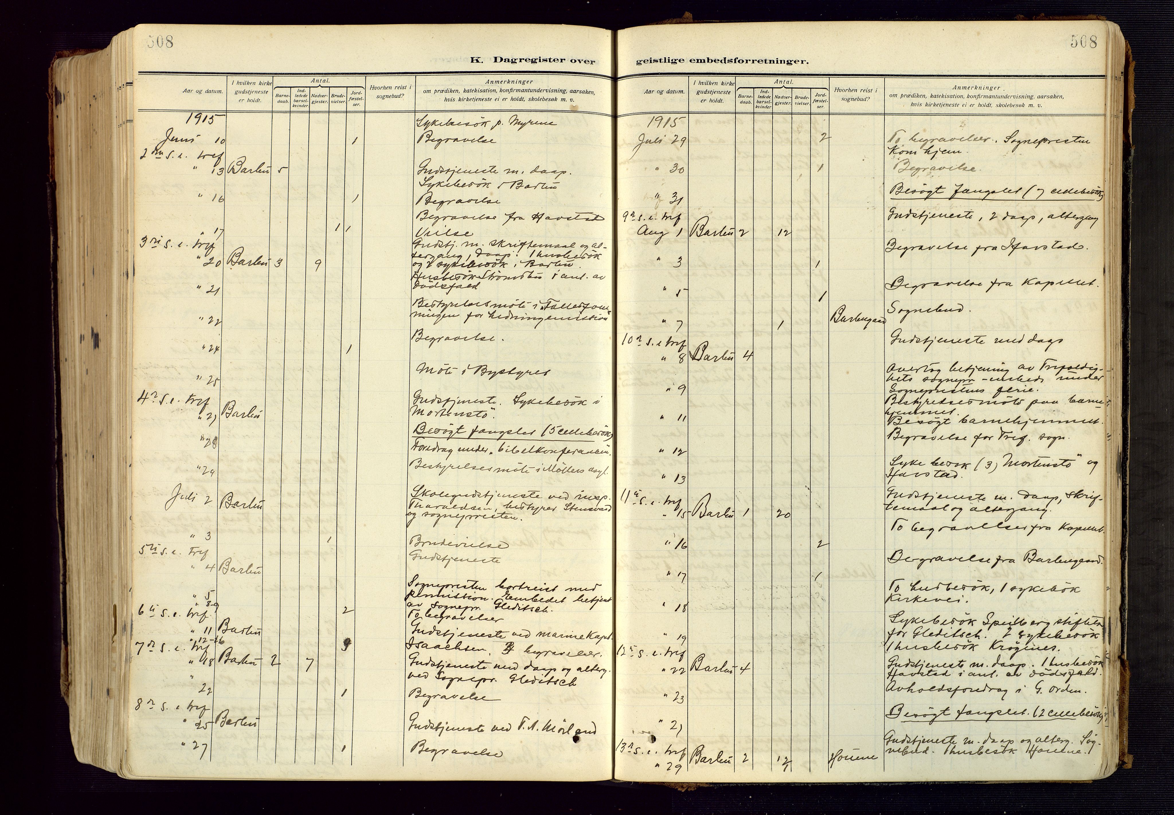 Barbu sokneprestkontor, SAK/1111-0003/F/Fa/L0006: Parish register (official) no. A 6, 1910-1929, p. 508