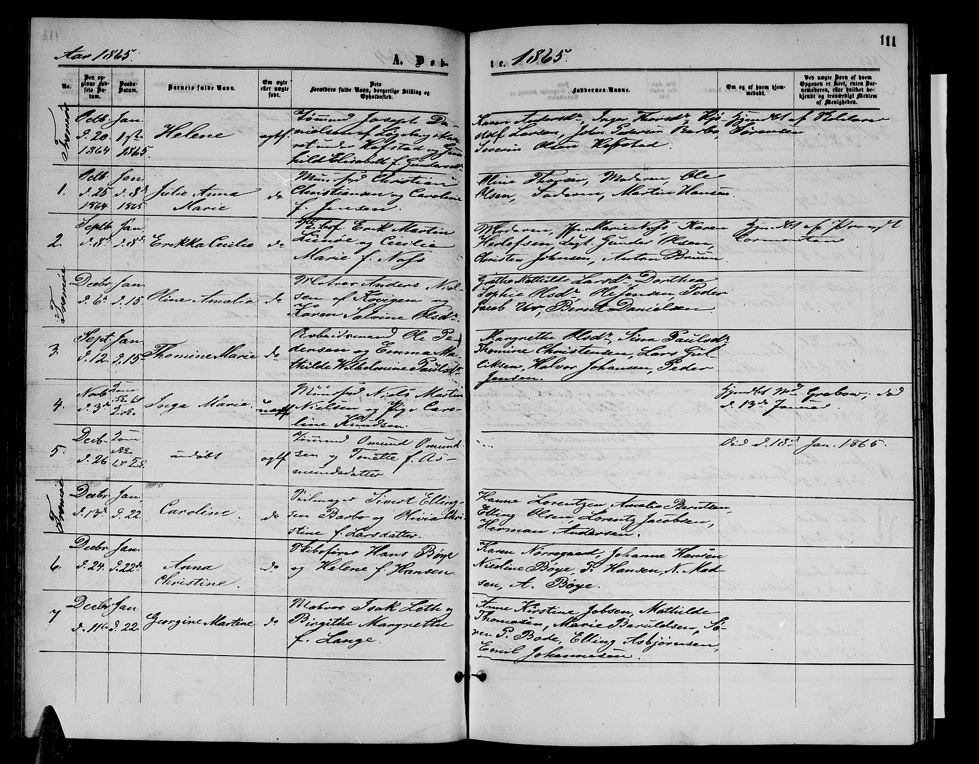 Arendal sokneprestkontor, Trefoldighet, SAK/1111-0040/F/Fb/L0004: Parish register (copy) no. B 4, 1861-1873, p. 111