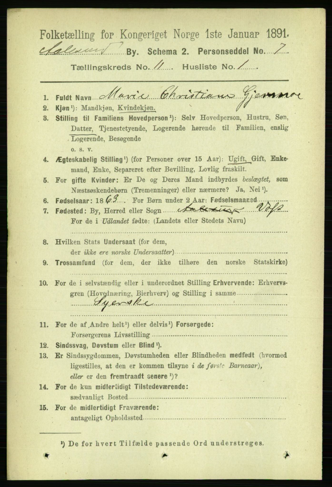 RA, 1891 census for 1501 Ålesund, 1891, p. 6871