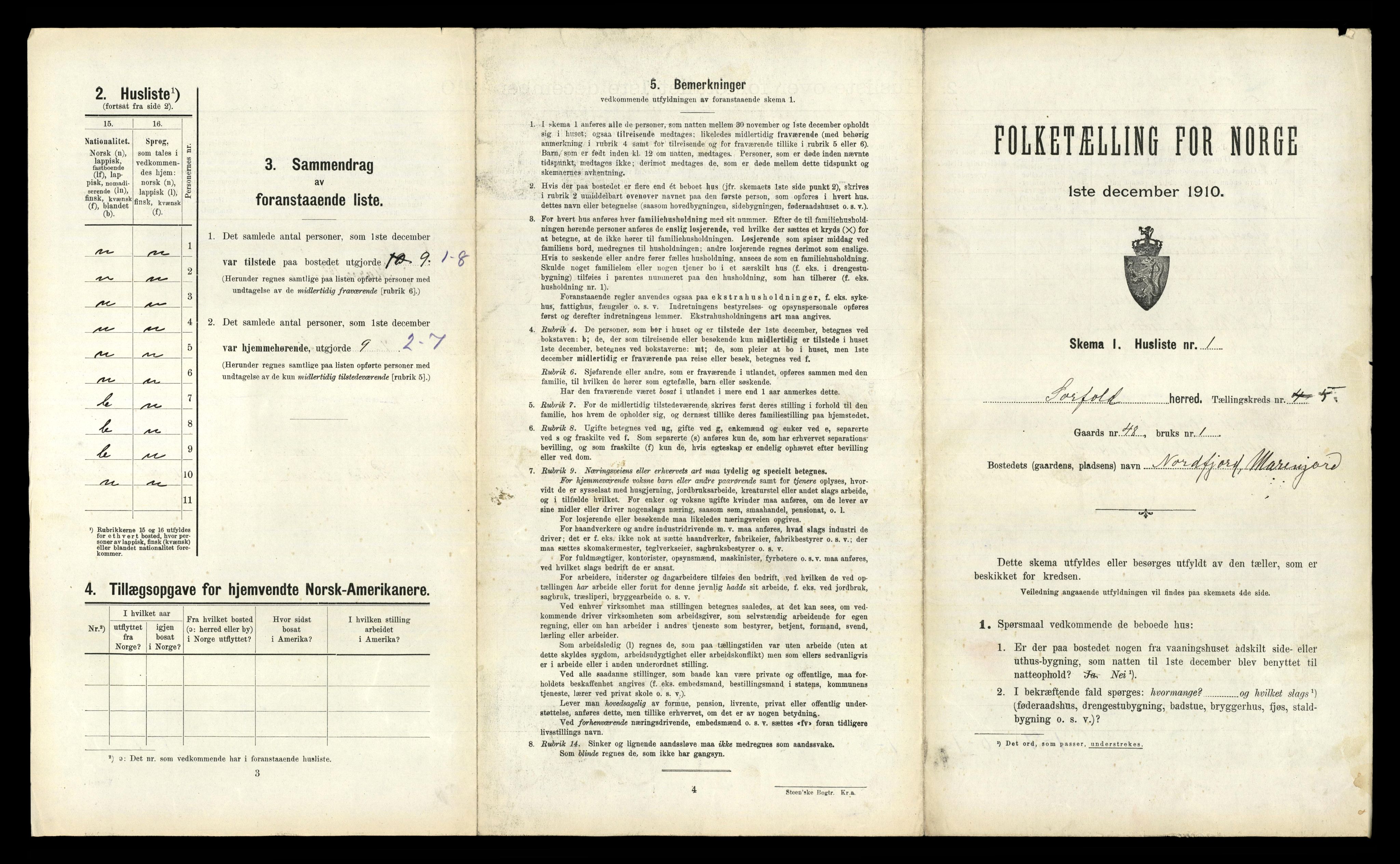 RA, 1910 census for Sørfold, 1910, p. 410