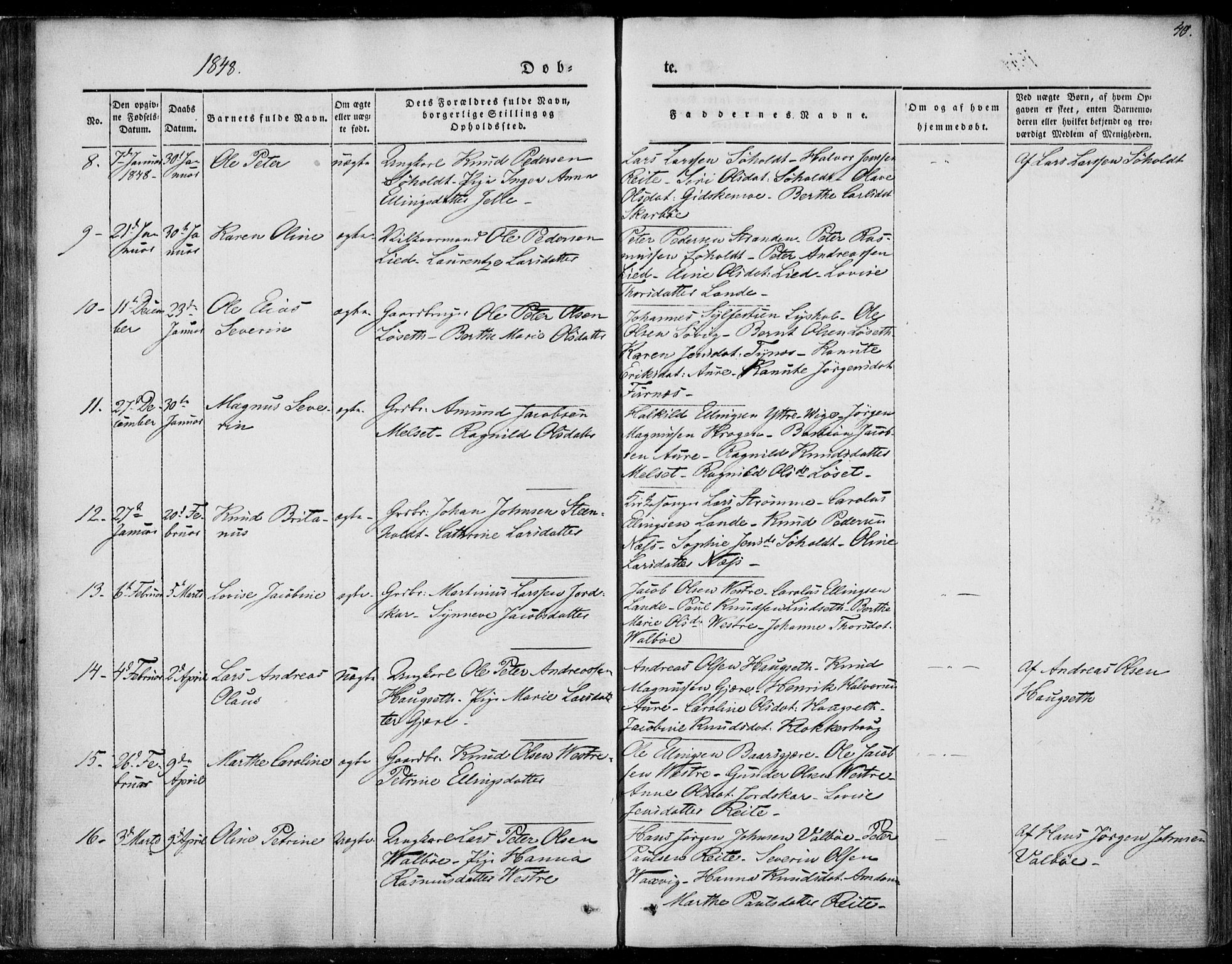 Ministerialprotokoller, klokkerbøker og fødselsregistre - Møre og Romsdal, SAT/A-1454/522/L0312: Parish register (official) no. 522A07, 1843-1851, p. 40