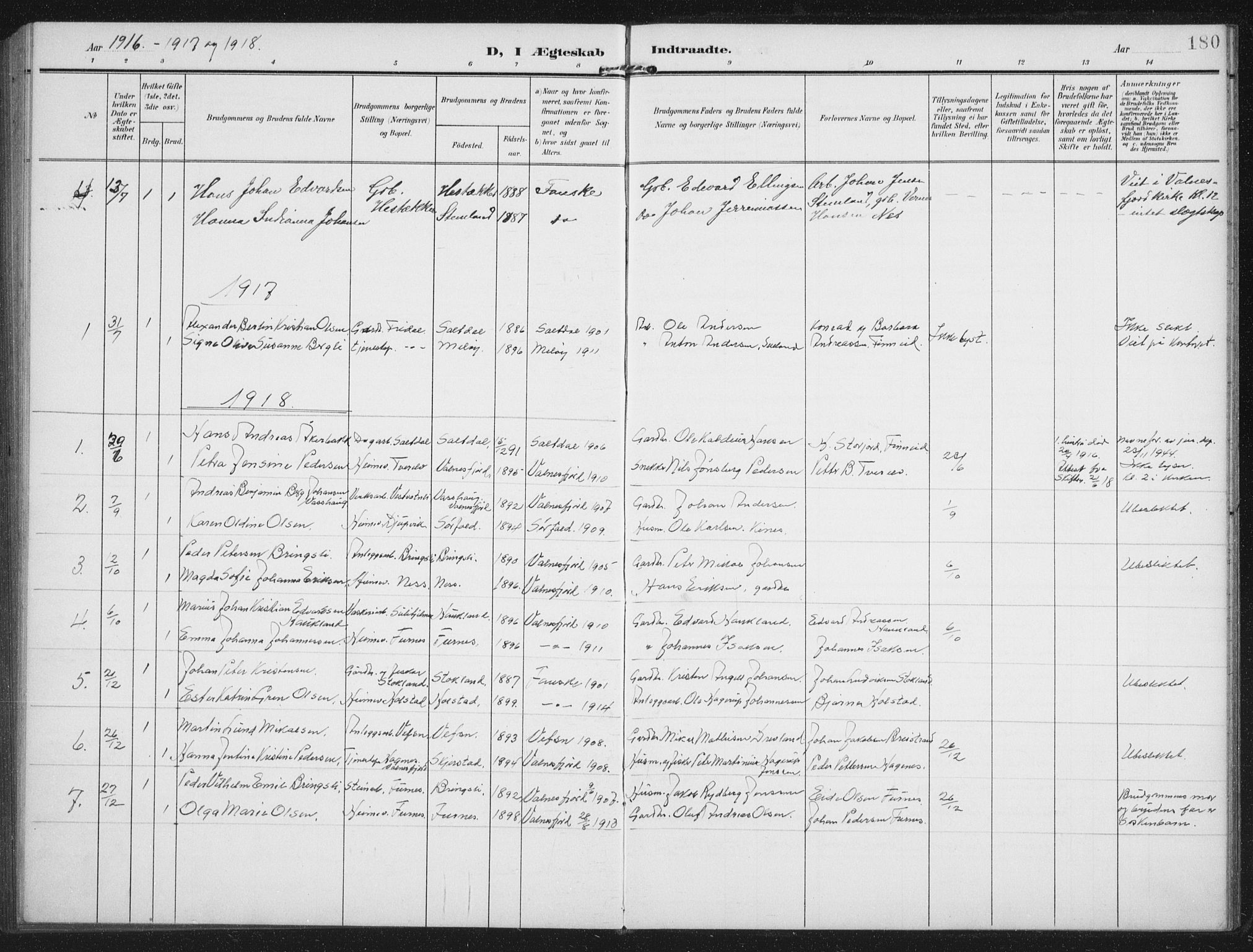 Ministerialprotokoller, klokkerbøker og fødselsregistre - Nordland, AV/SAT-A-1459/851/L0726: Parish register (copy) no. 851C01, 1902-1924, p. 180