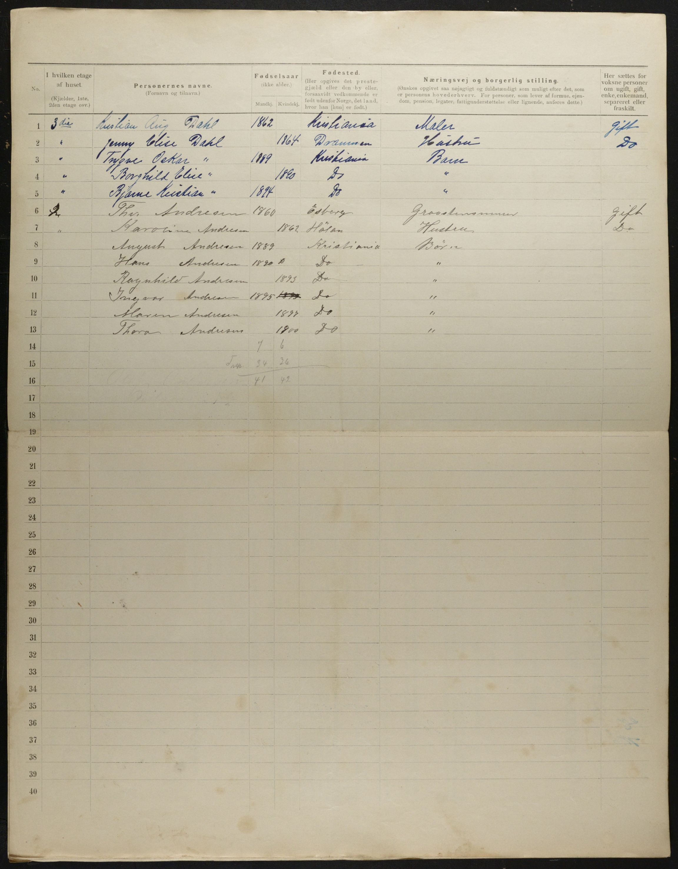 OBA, Municipal Census 1901 for Kristiania, 1901, p. 2357