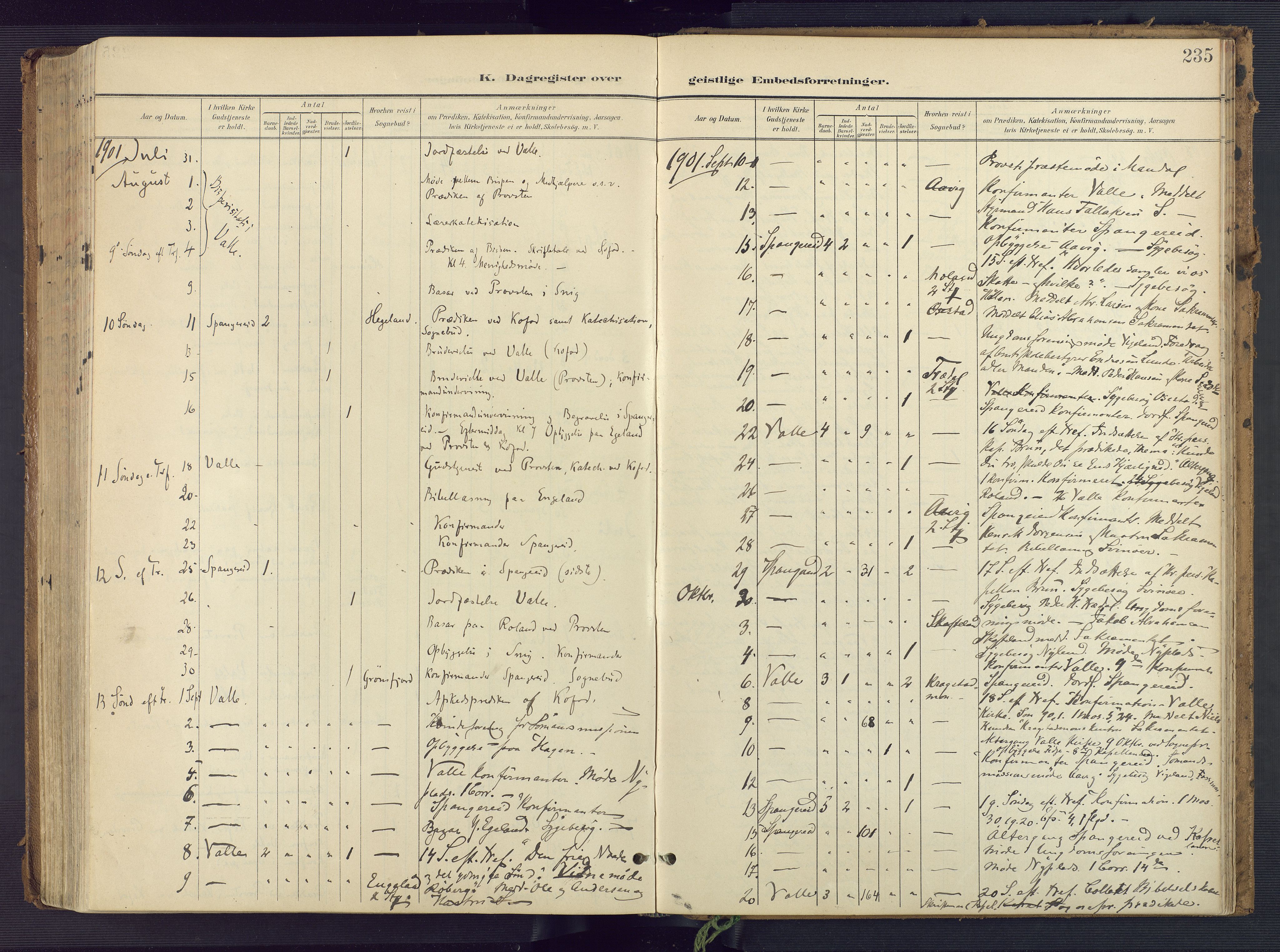 Sør-Audnedal sokneprestkontor, AV/SAK-1111-0039/F/Fa/Faa/L0005: Parish register (official) no. A 5, 1900-1923, p. 235