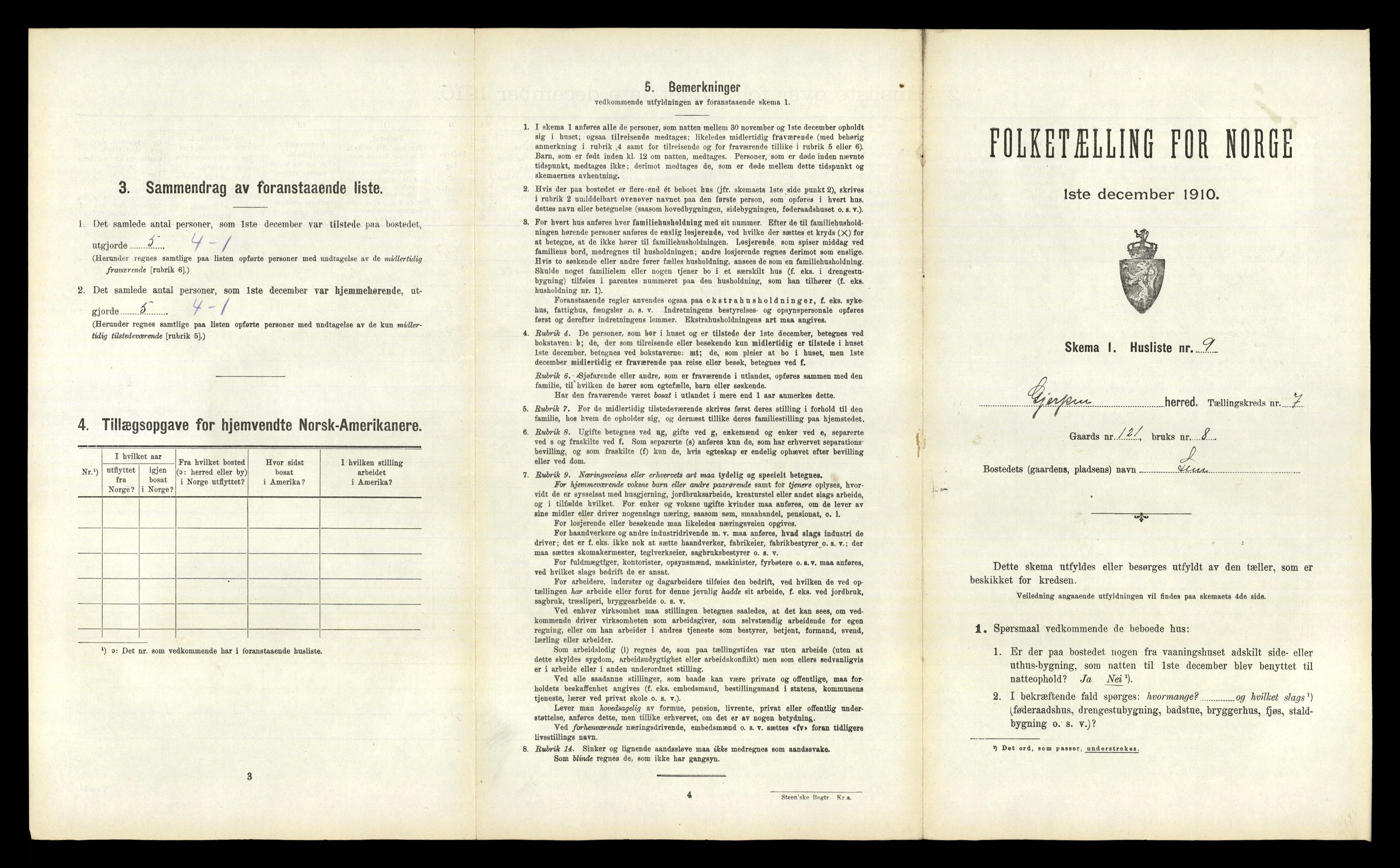 RA, 1910 census for Gjerpen, 1910, p. 881