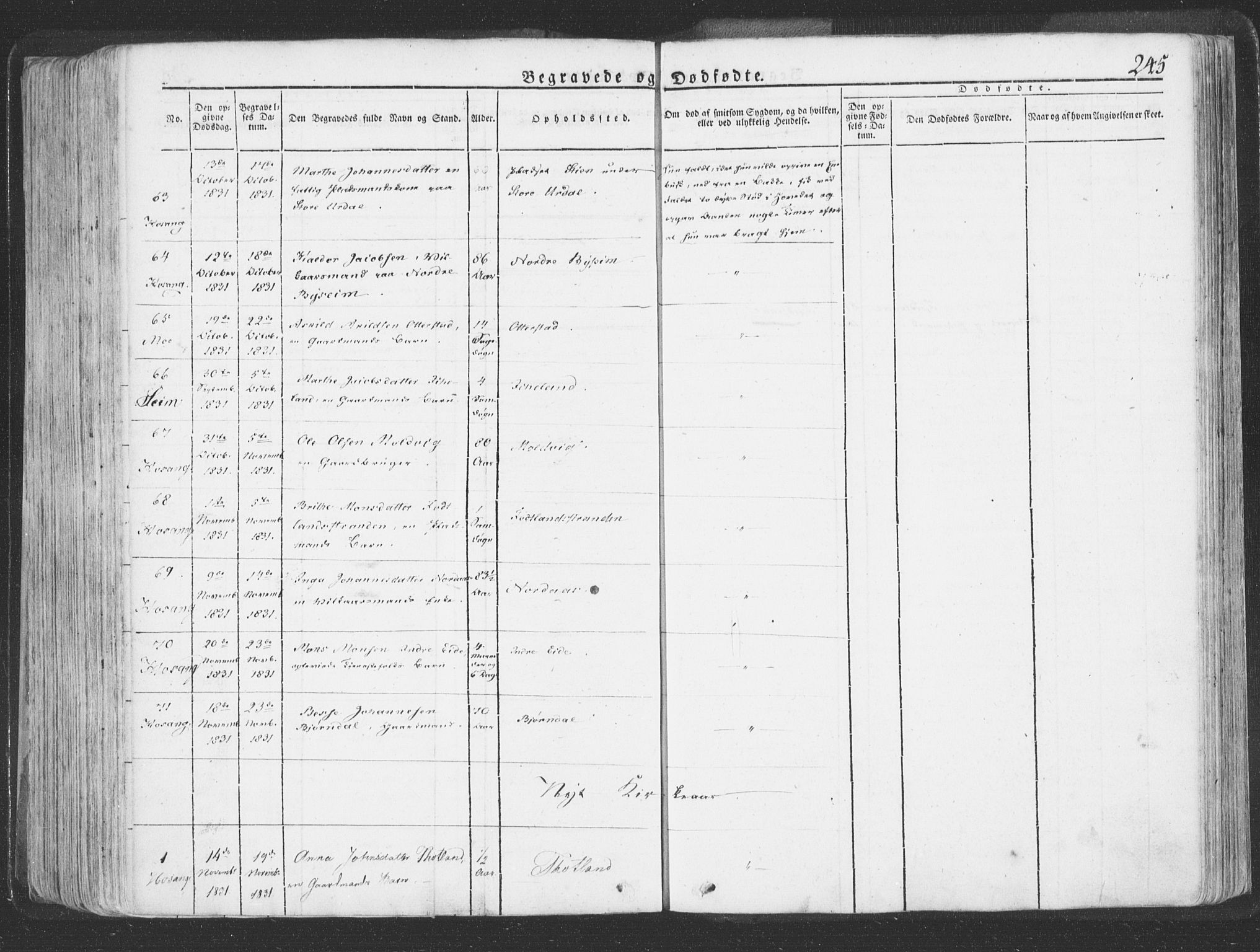 Hosanger sokneprestembete, AV/SAB-A-75801/H/Haa: Parish register (official) no. A 6, 1824-1835, p. 245