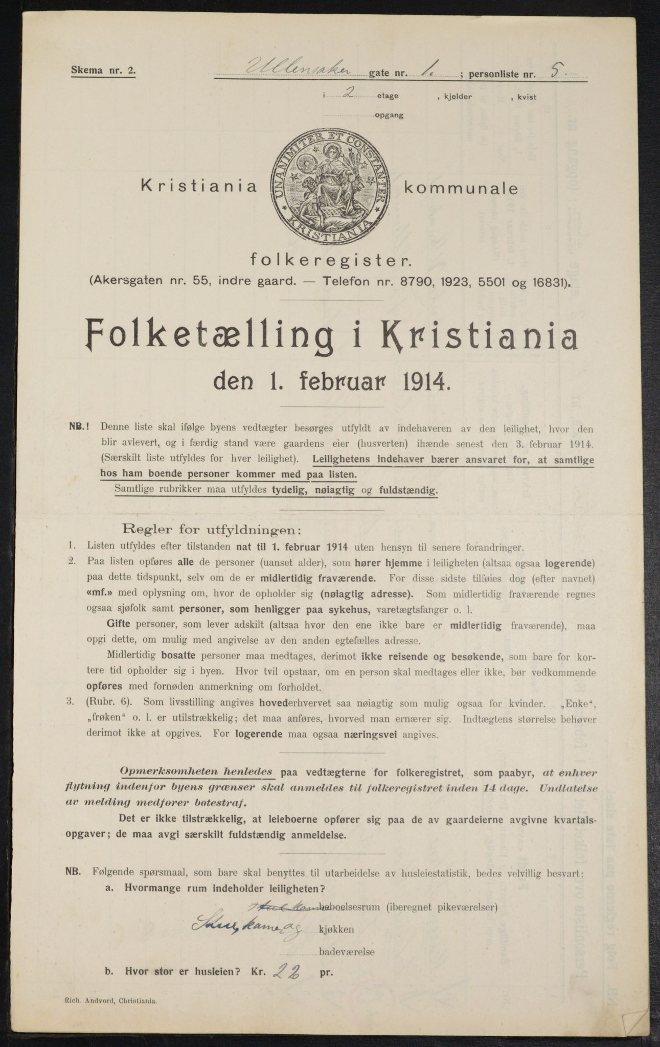 OBA, Municipal Census 1914 for Kristiania, 1914, p. 119768