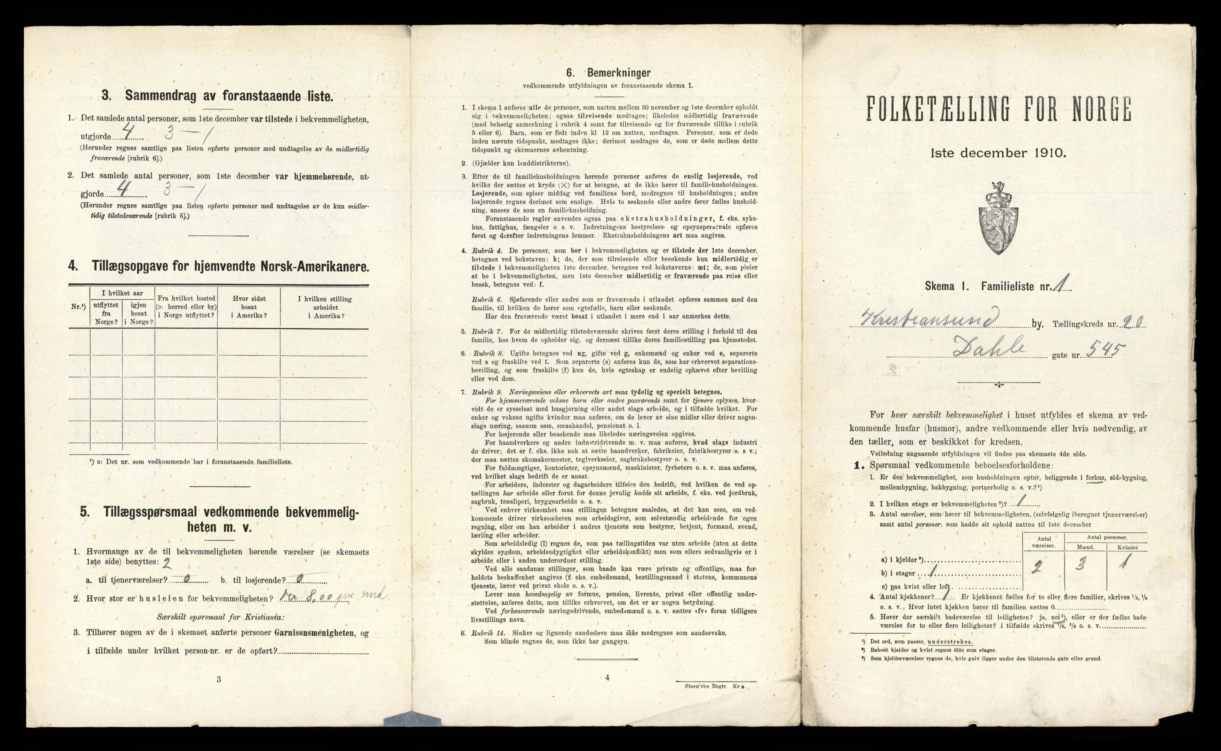 RA, 1910 census for Kristiansund, 1910, p. 7219