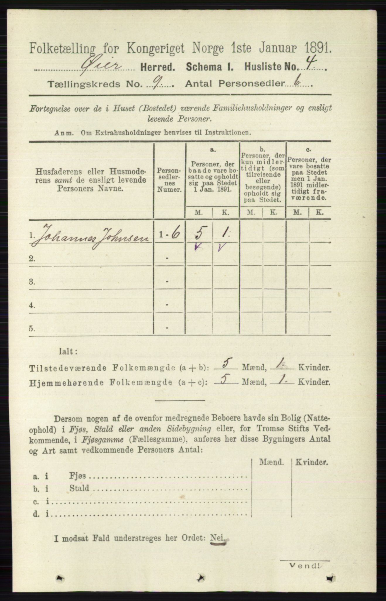 RA, 1891 census for 0521 Øyer, 1891, p. 3087