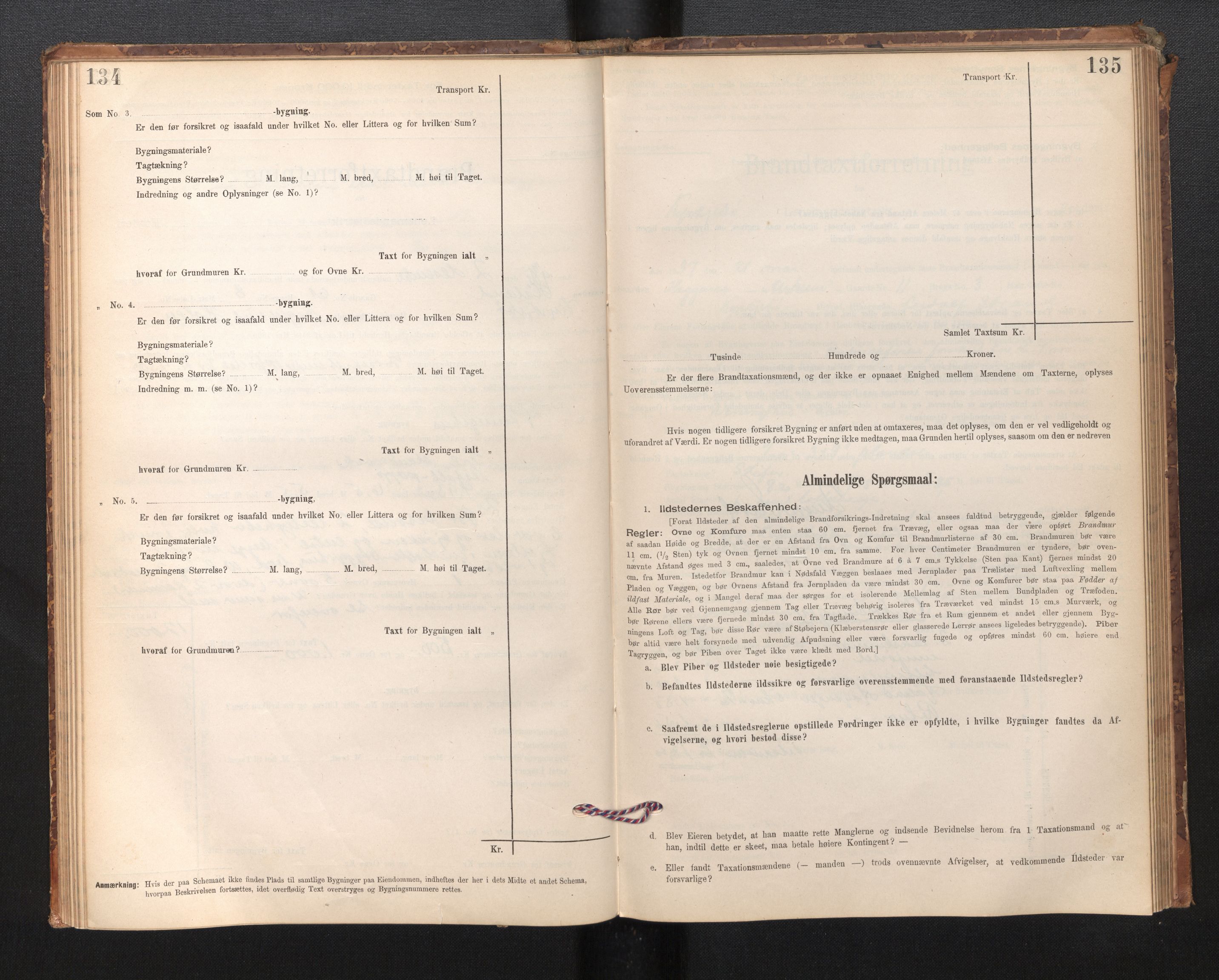 Lensmannen i Kyrkjebø, SAB/A-29001/0012/L0006: Branntakstprotokoll, skjematakst, 1900-1939, p. 134-135
