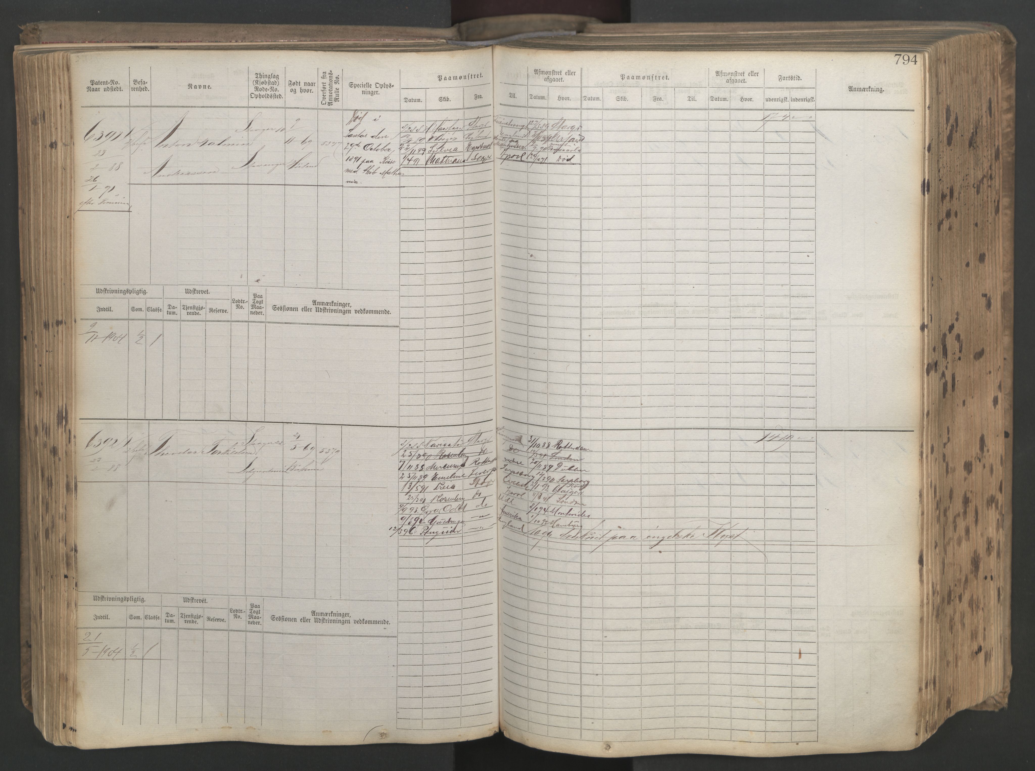 Stavanger sjømannskontor, AV/SAST-A-102006/F/Fb/Fbb/L0021: Sjøfartshovedrulle patnentnr. 6005-7204 (dublett), 1887, p. 198