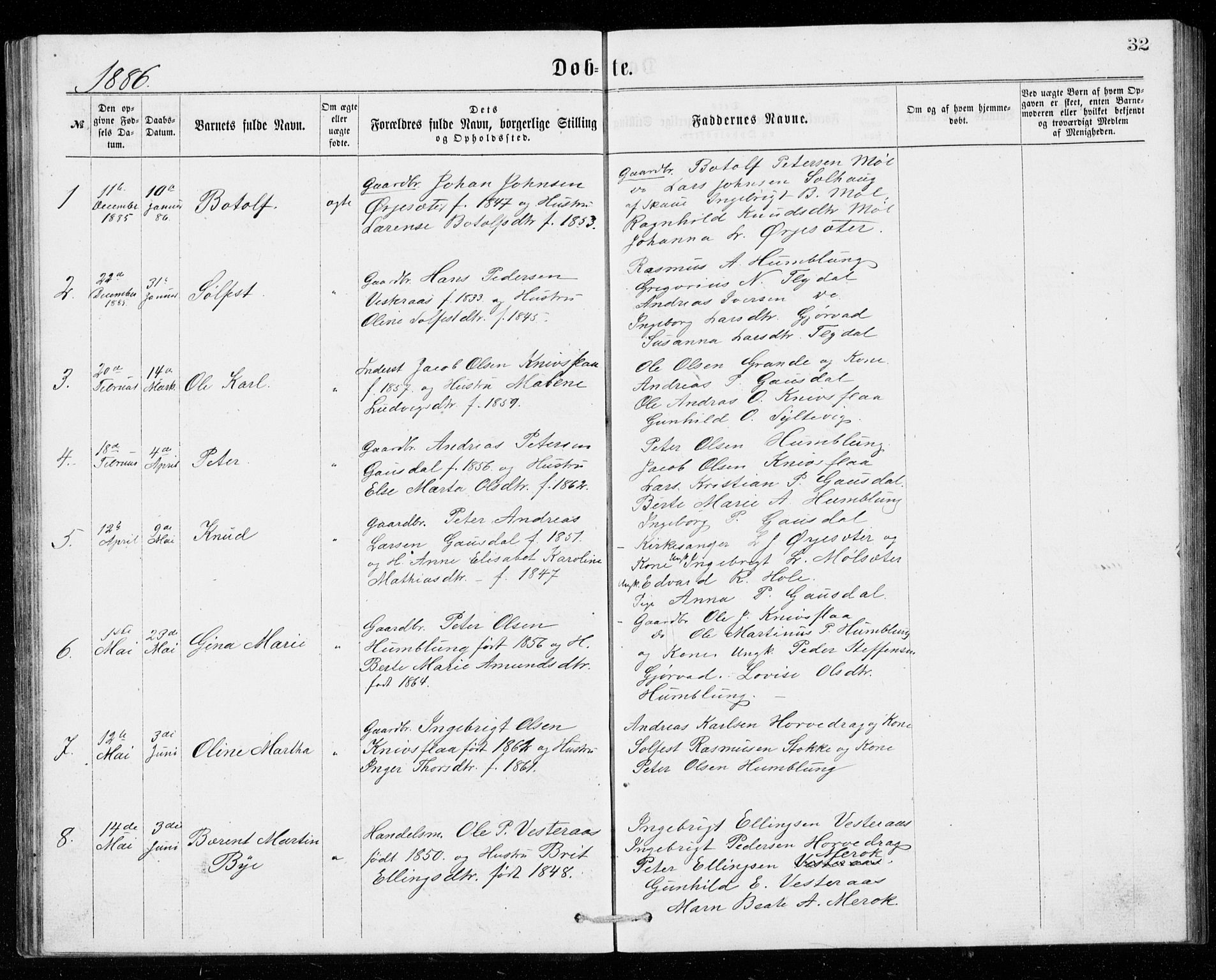 Ministerialprotokoller, klokkerbøker og fødselsregistre - Møre og Romsdal, SAT/A-1454/518/L0235: Parish register (copy) no. 518C02, 1867-1888, p. 32