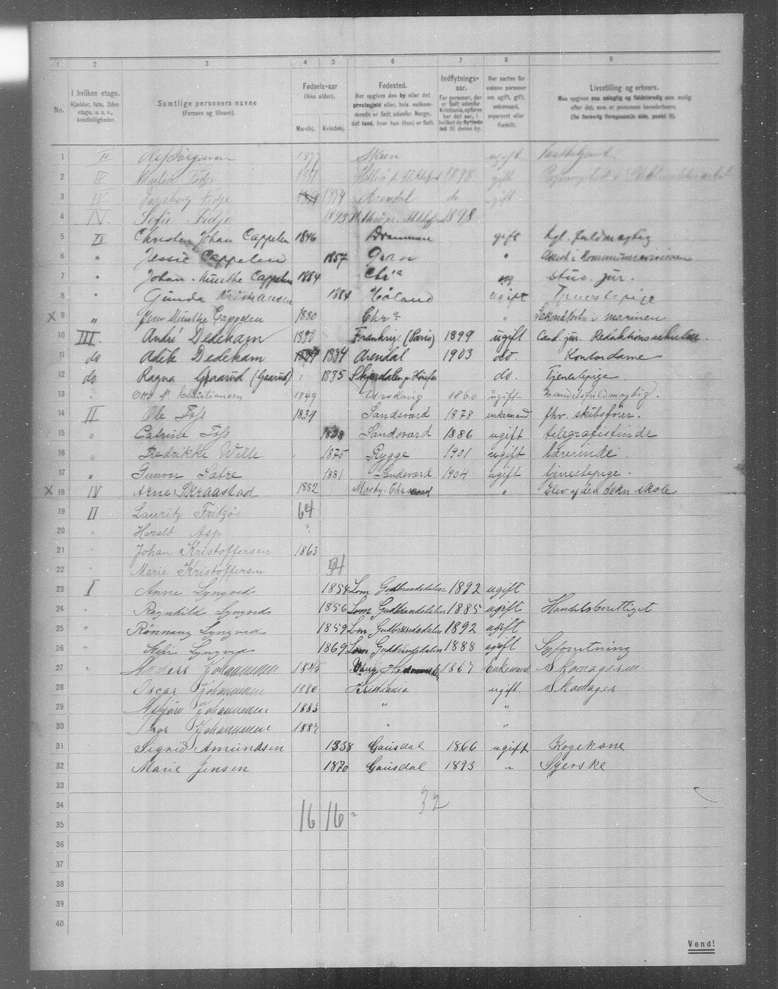 OBA, Municipal Census 1904 for Kristiania, 1904, p. 15134