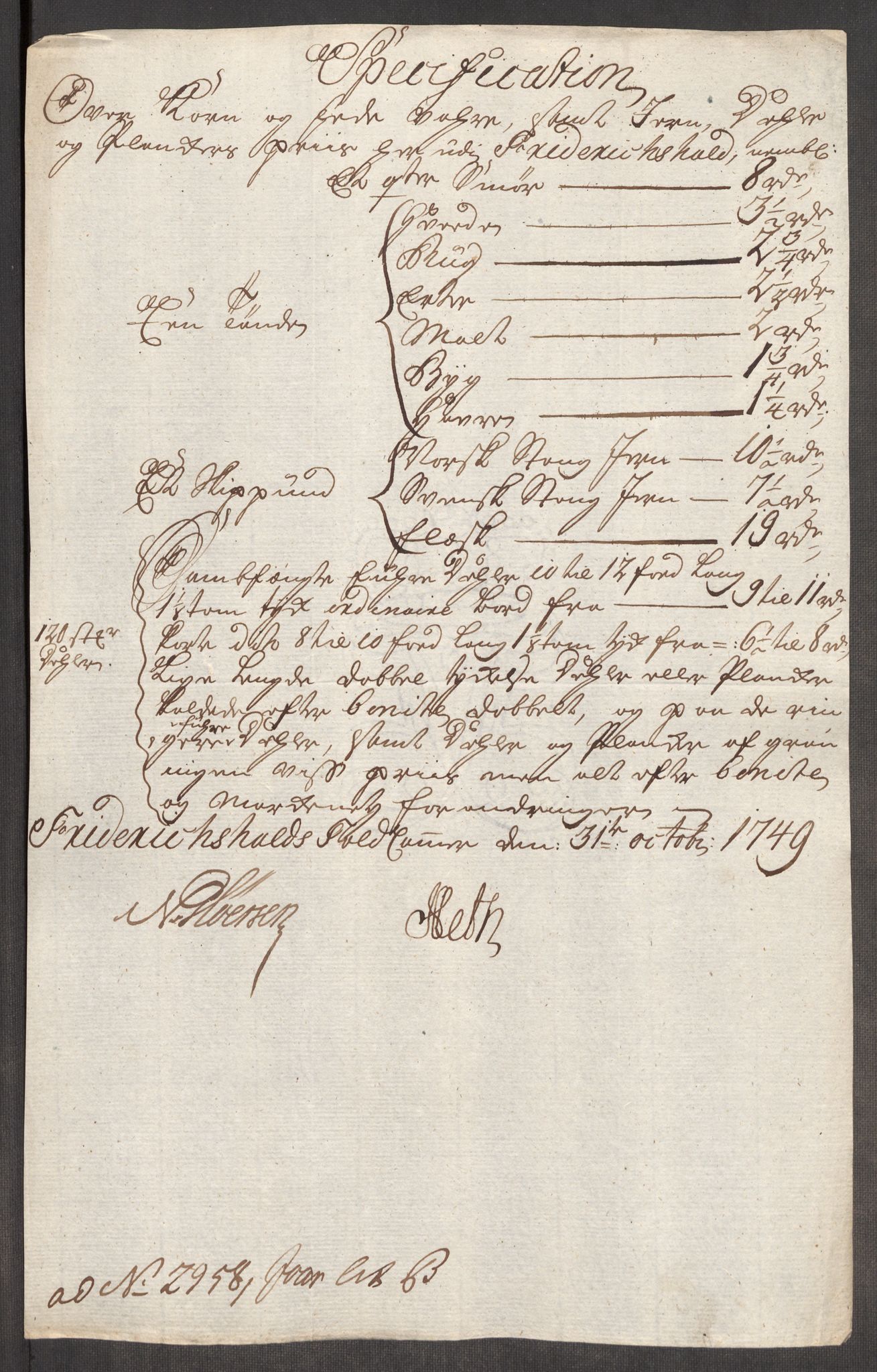 Rentekammeret inntil 1814, Realistisk ordnet avdeling, AV/RA-EA-4070/Oe/L0004: [Ø1]: Priskuranter, 1749-1752, p. 11