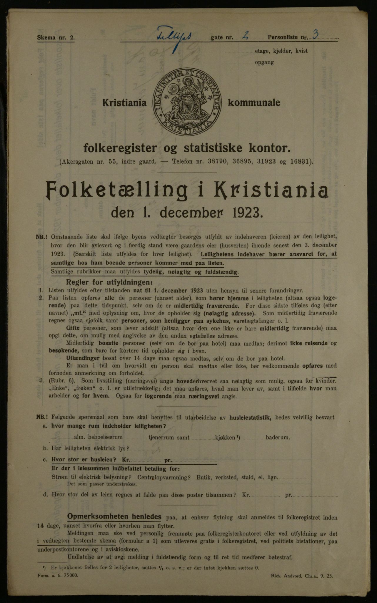 OBA, Municipal Census 1923 for Kristiania, 1923, p. 27320