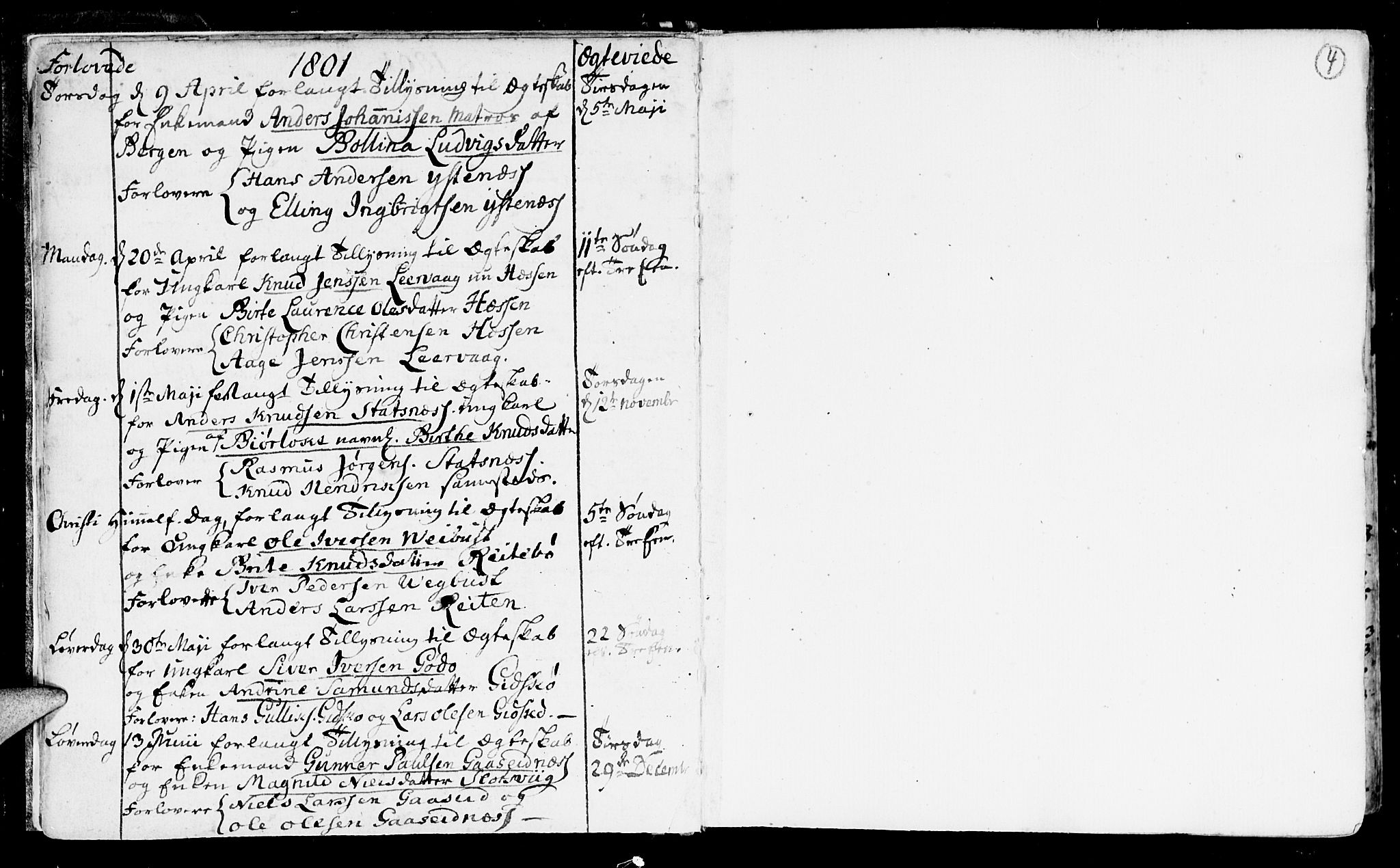 Ministerialprotokoller, klokkerbøker og fødselsregistre - Møre og Romsdal, AV/SAT-A-1454/528/L0394: Parish register (official) no. 528A05, 1801-1826, p. 4