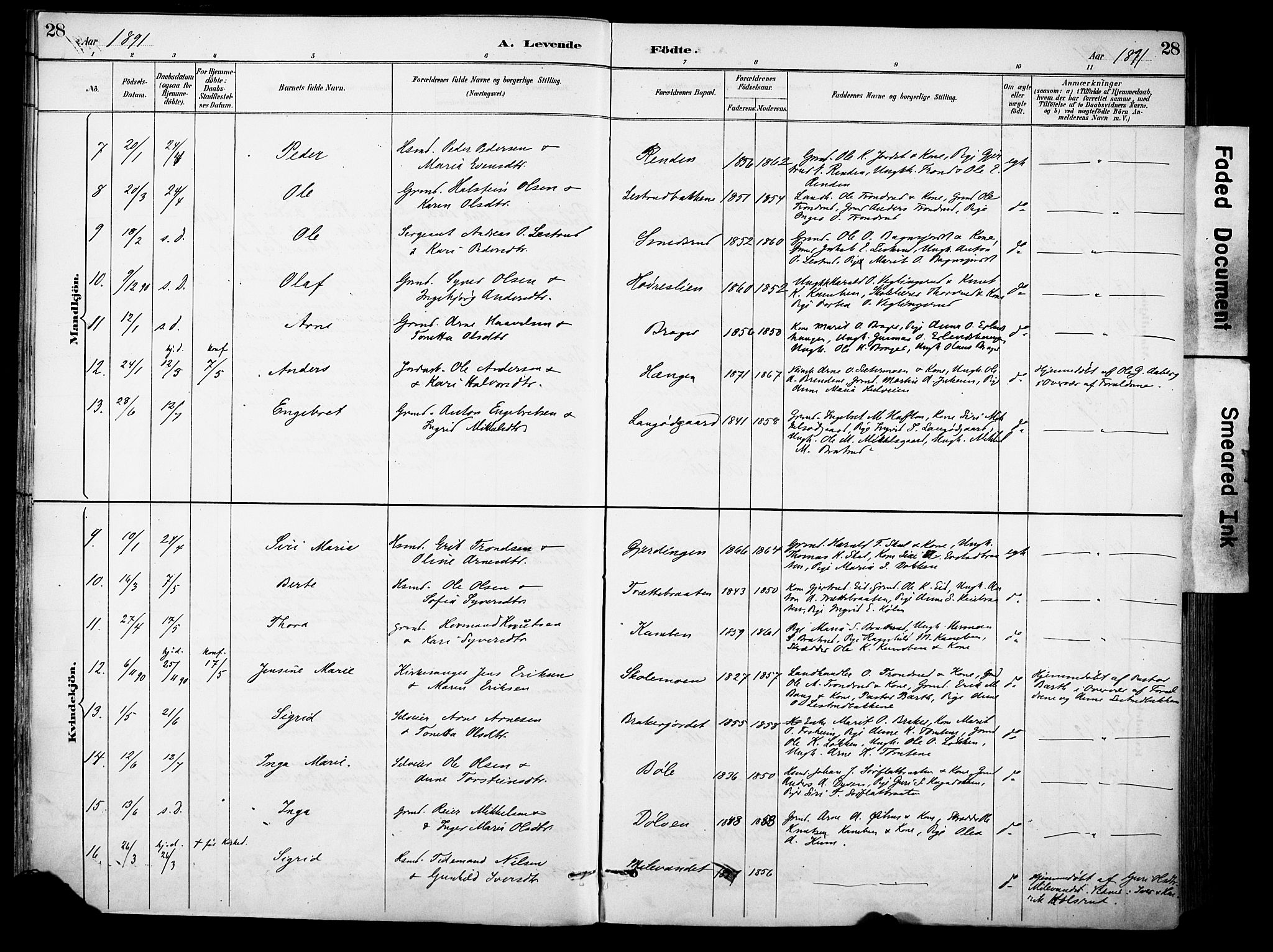 Sør-Aurdal prestekontor, SAH/PREST-128/H/Ha/Haa/L0009: Parish register (official) no. 9, 1886-1906, p. 28