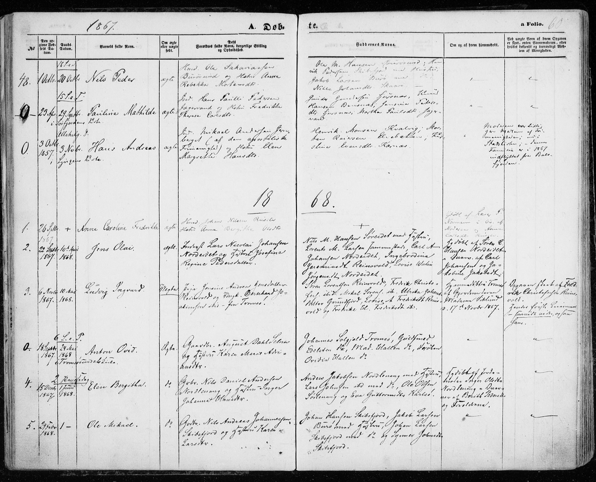 Karlsøy sokneprestembete, SATØ/S-1299/H/Ha/Haa/L0004kirke: Parish register (official) no. 4, 1861-1871, p. 60