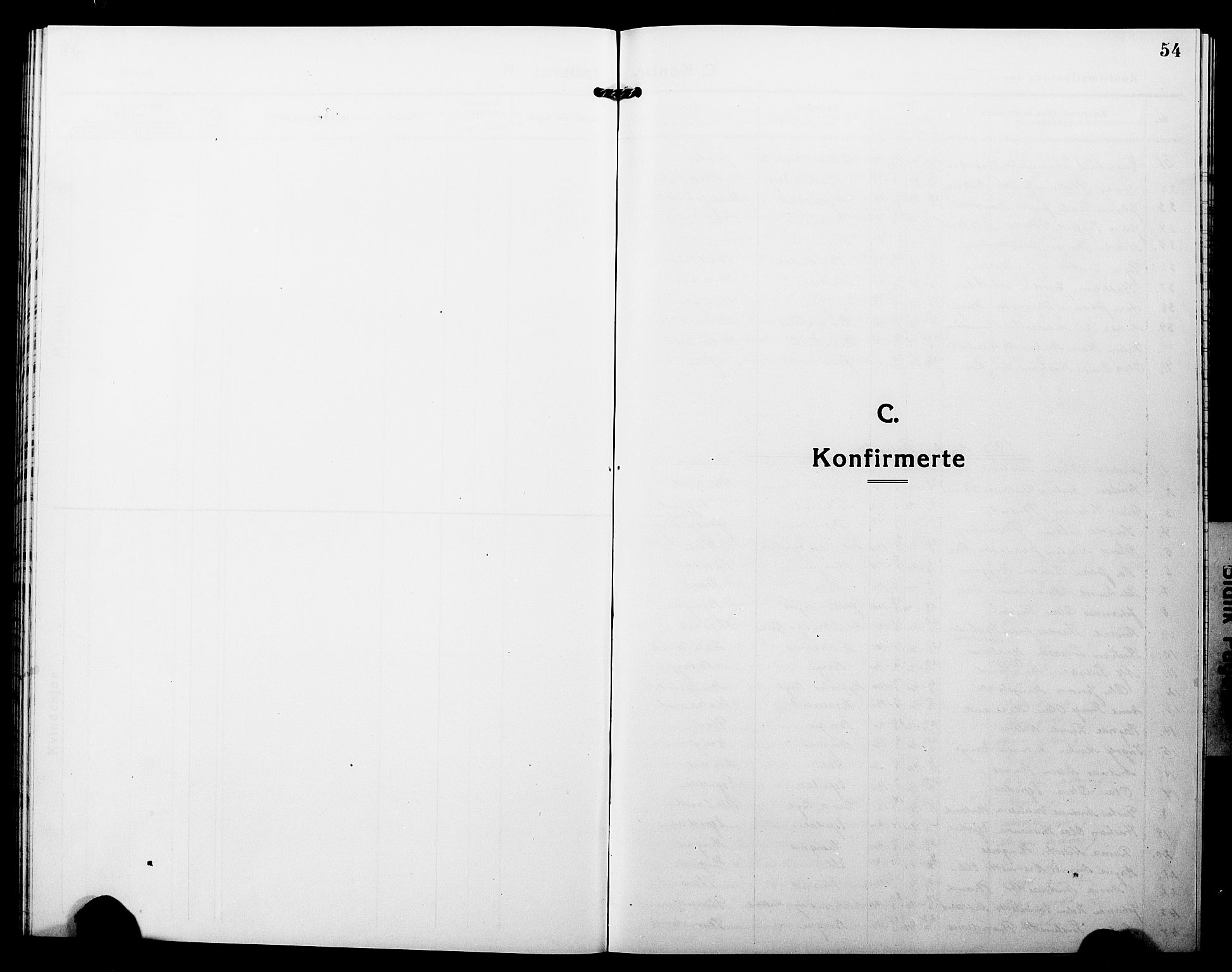 Fjaler sokneprestembete, SAB/A-79801/H/Hab/Habc/L0004: Parish register (copy) no. C 4, 1914-1927, p. 54