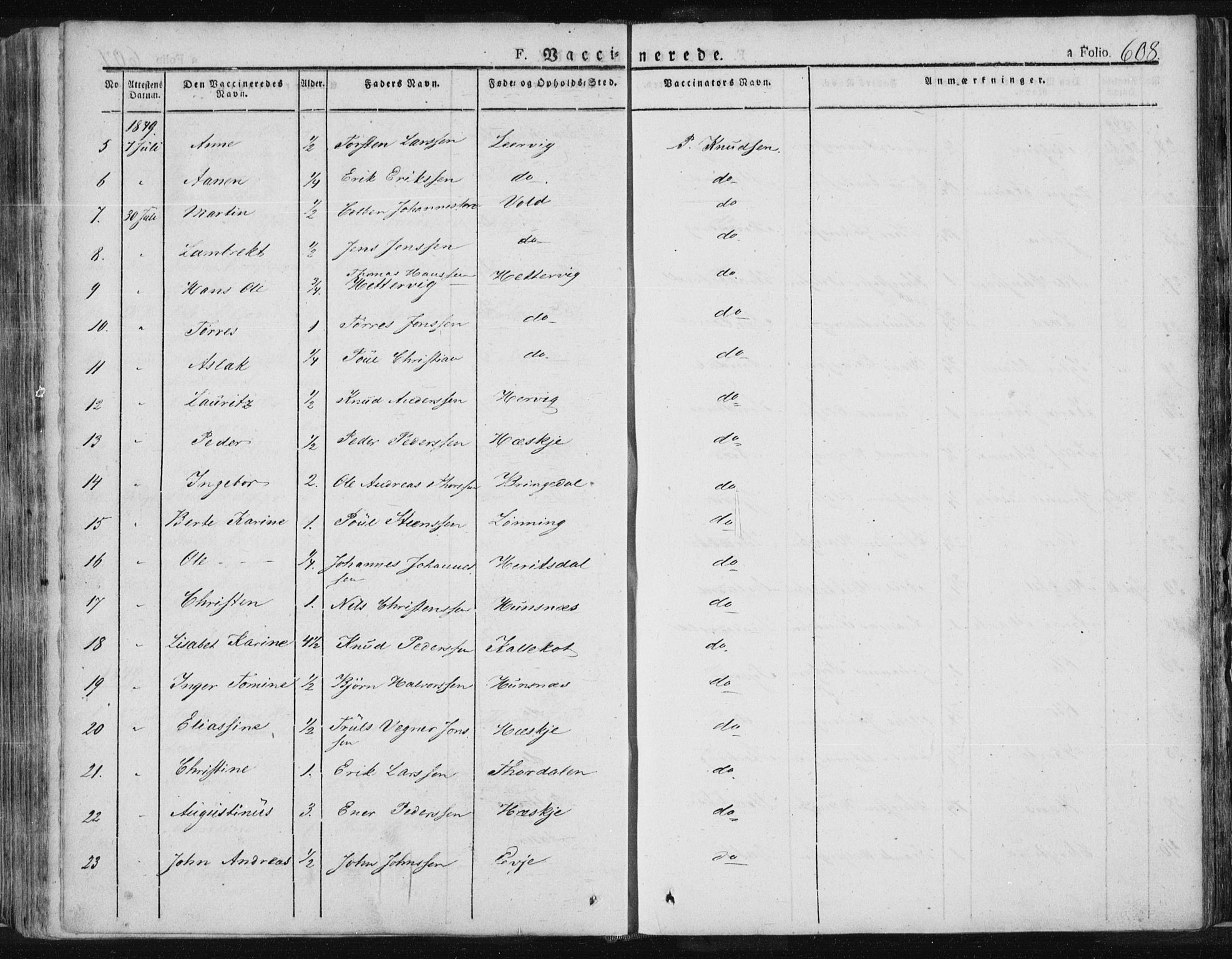 Tysvær sokneprestkontor, AV/SAST-A -101864/H/Ha/Haa/L0001: Parish register (official) no. A 1.2, 1831-1856, p. 608