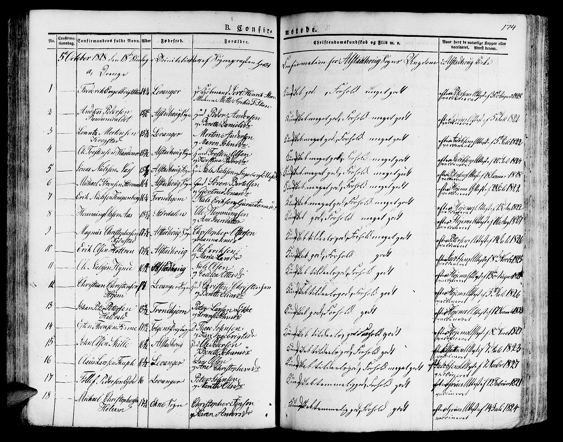 Ministerialprotokoller, klokkerbøker og fødselsregistre - Nord-Trøndelag, SAT/A-1458/717/L0152: Parish register (official) no. 717A05 /1, 1825-1836, p. 174