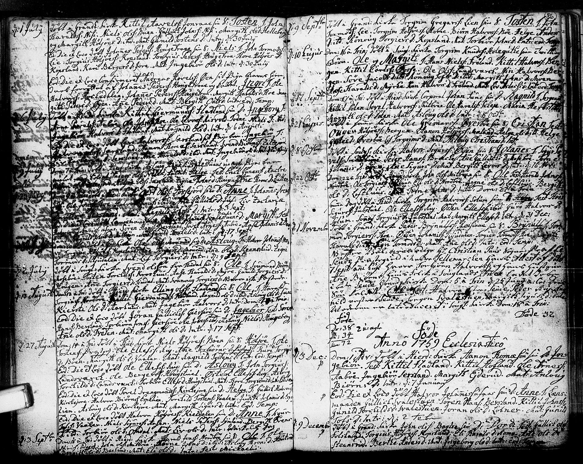 Hjartdal kirkebøker, SAKO/A-270/F/Fa/L0003: Parish register (official) no. I 3, 1727-1775, p. 86