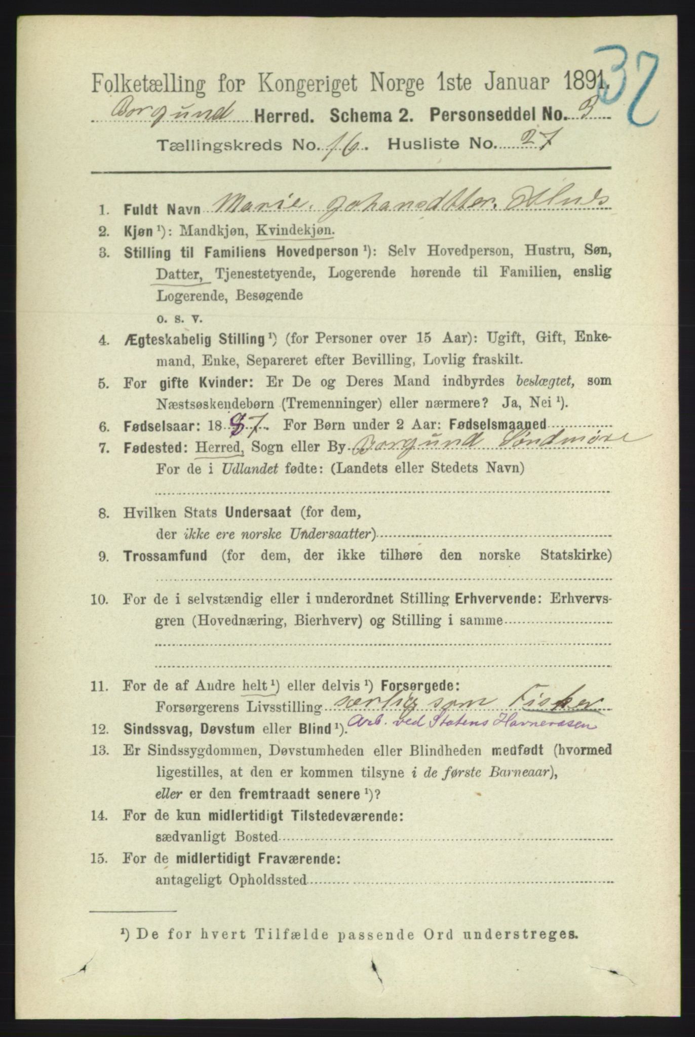 RA, 1891 census for 1531 Borgund, 1891, p. 4903