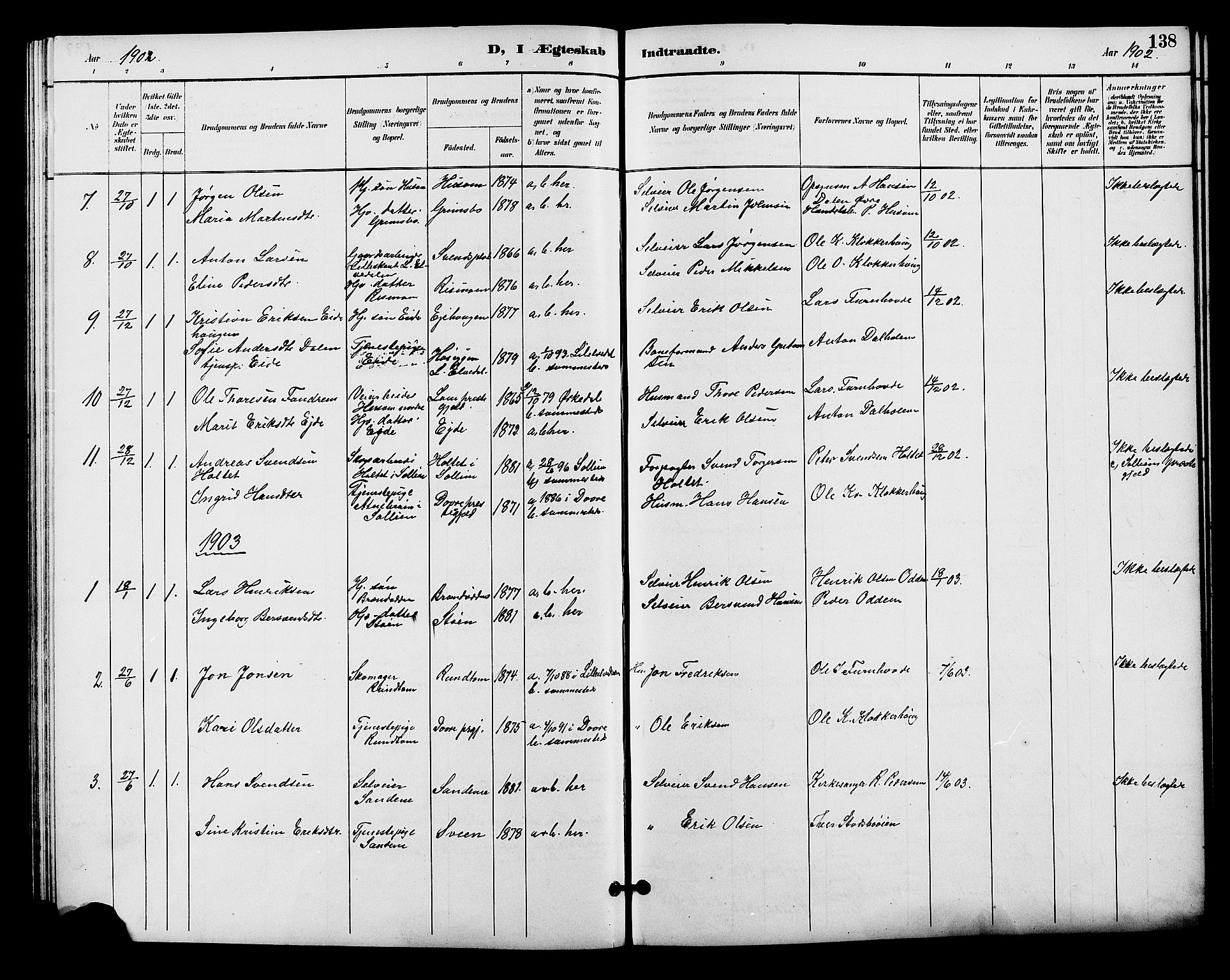 Alvdal prestekontor, SAH/PREST-060/H/Ha/Hab/L0004: Parish register (copy) no. 4, 1894-1910, p. 138
