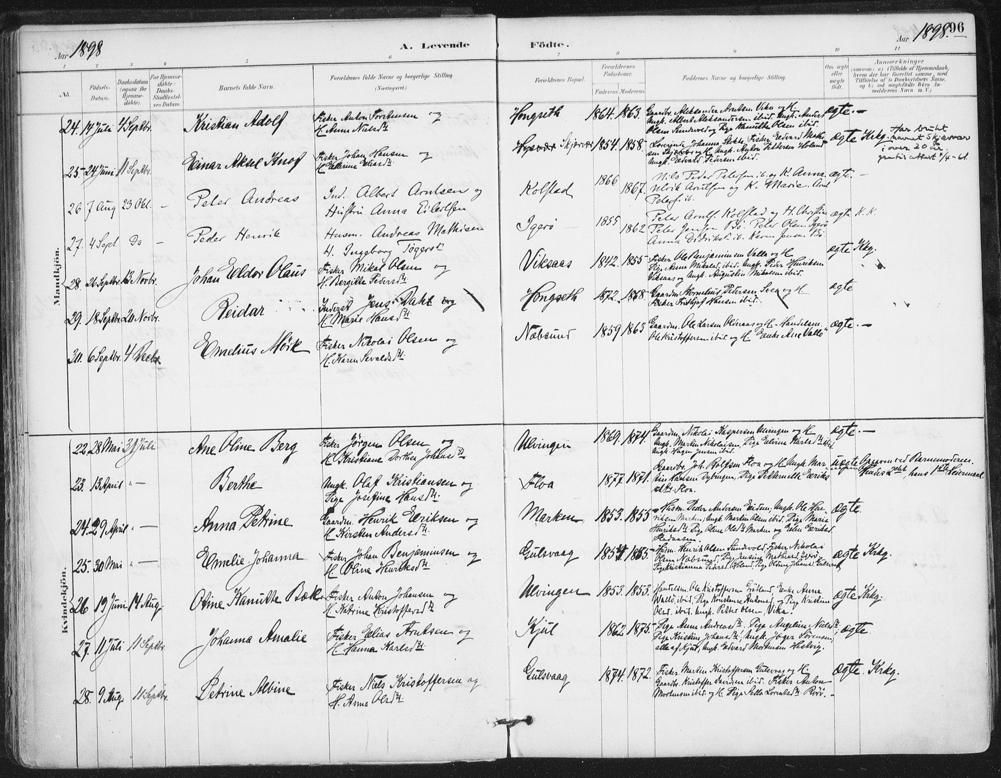 Ministerialprotokoller, klokkerbøker og fødselsregistre - Nordland, AV/SAT-A-1459/816/L0244: Parish register (official) no. 816A10, 1886-1903, p. 96